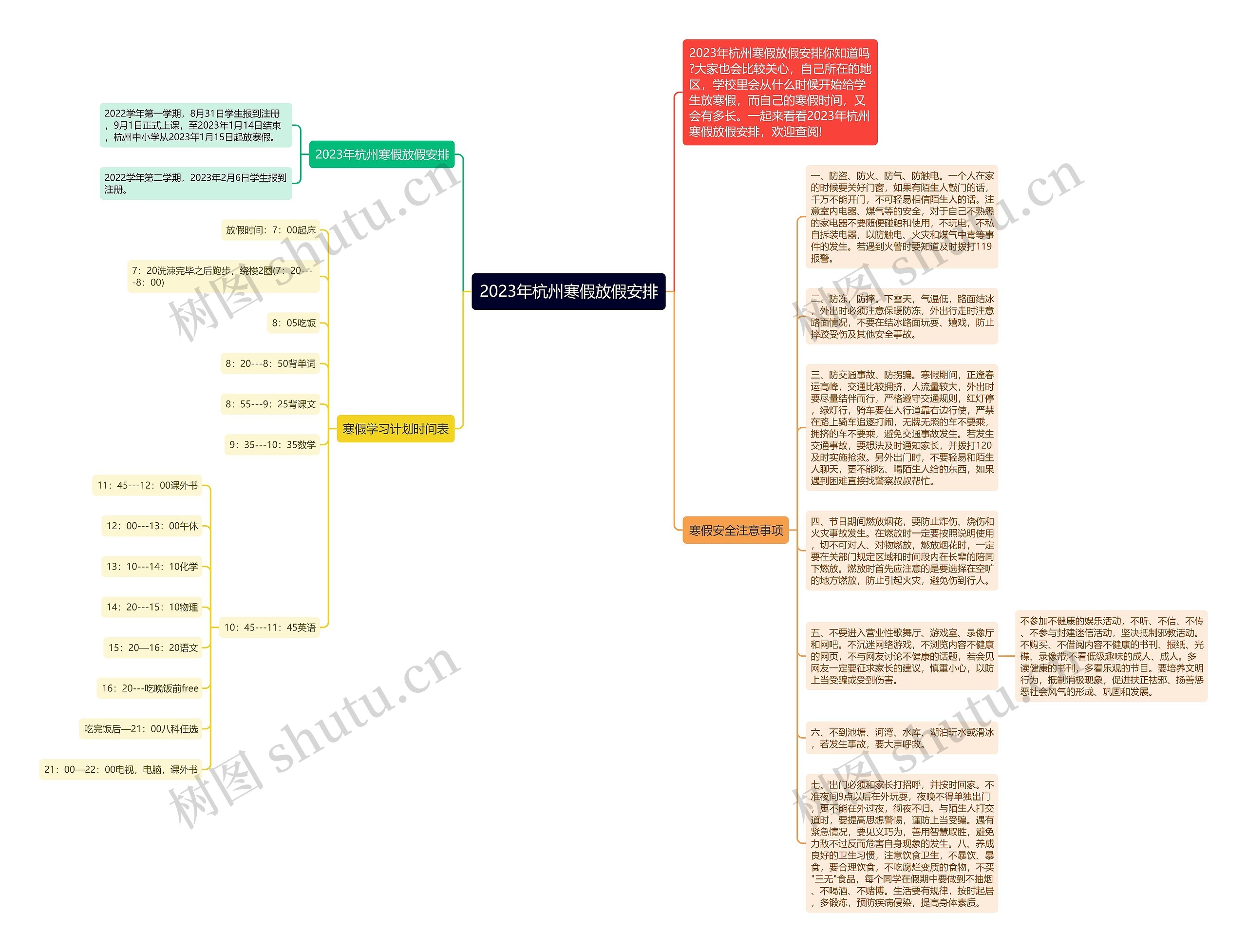 2023年杭州寒假放假安排思维导图