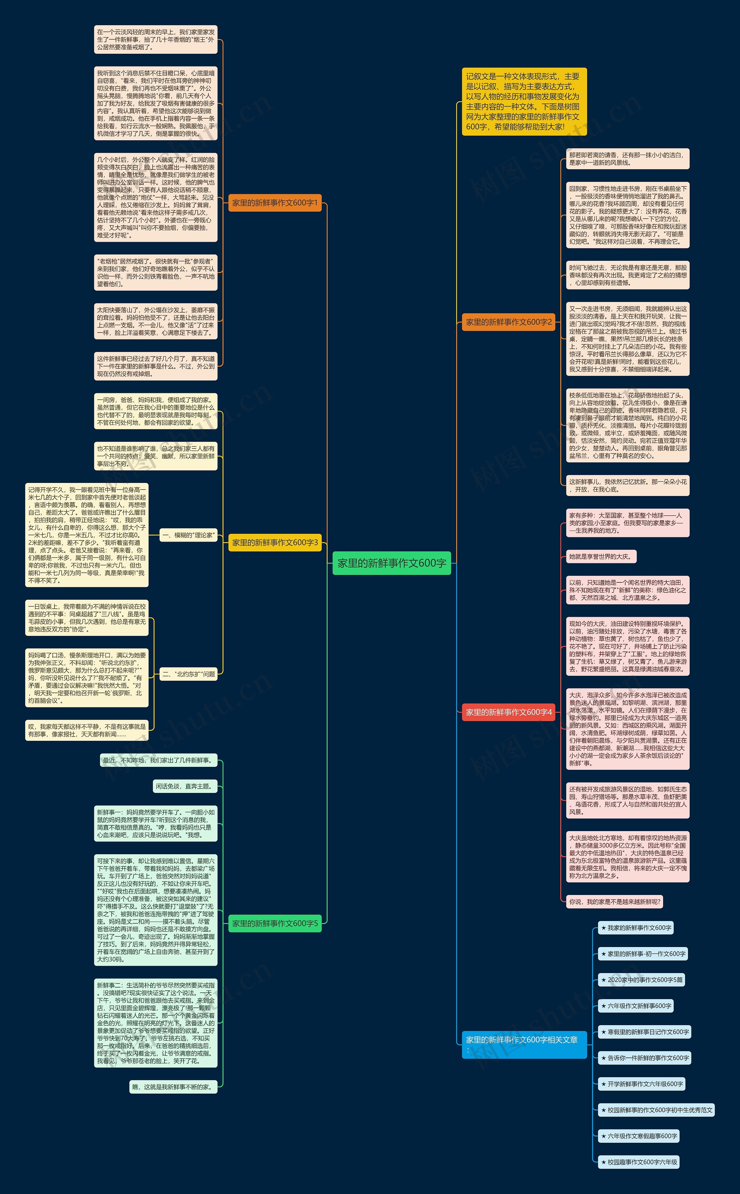 家里的新鲜事作文600字思维导图