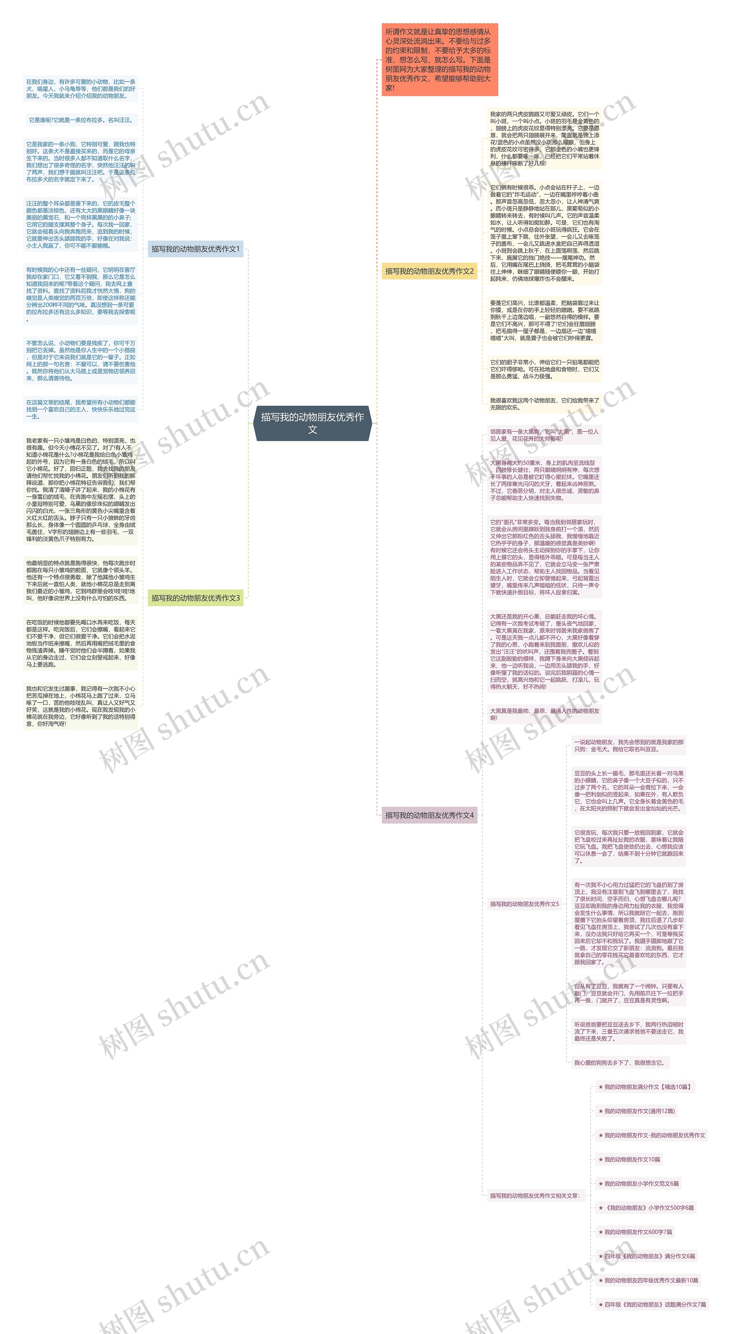 描写我的动物朋友优秀作文思维导图