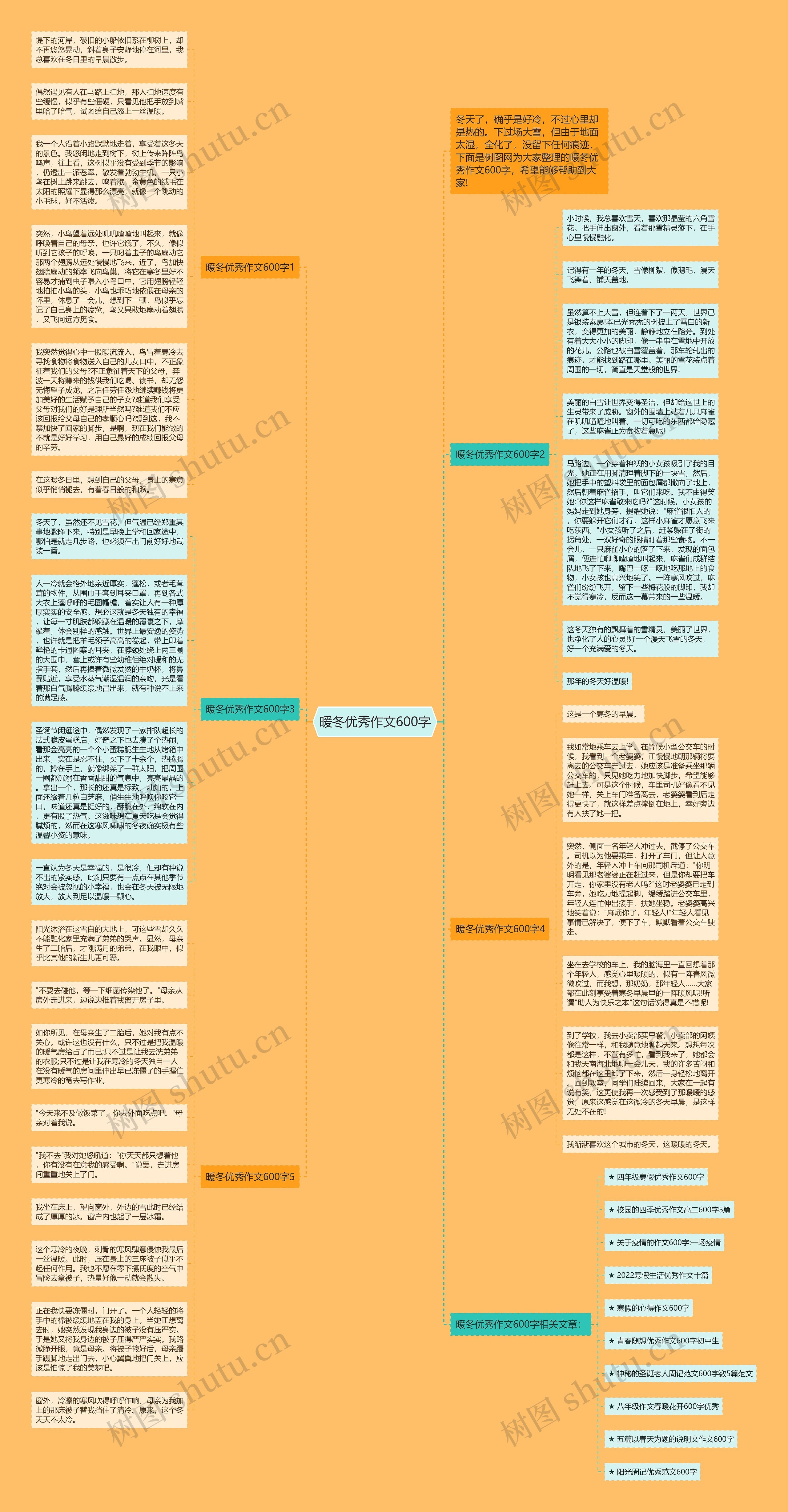 暖冬优秀作文600字思维导图