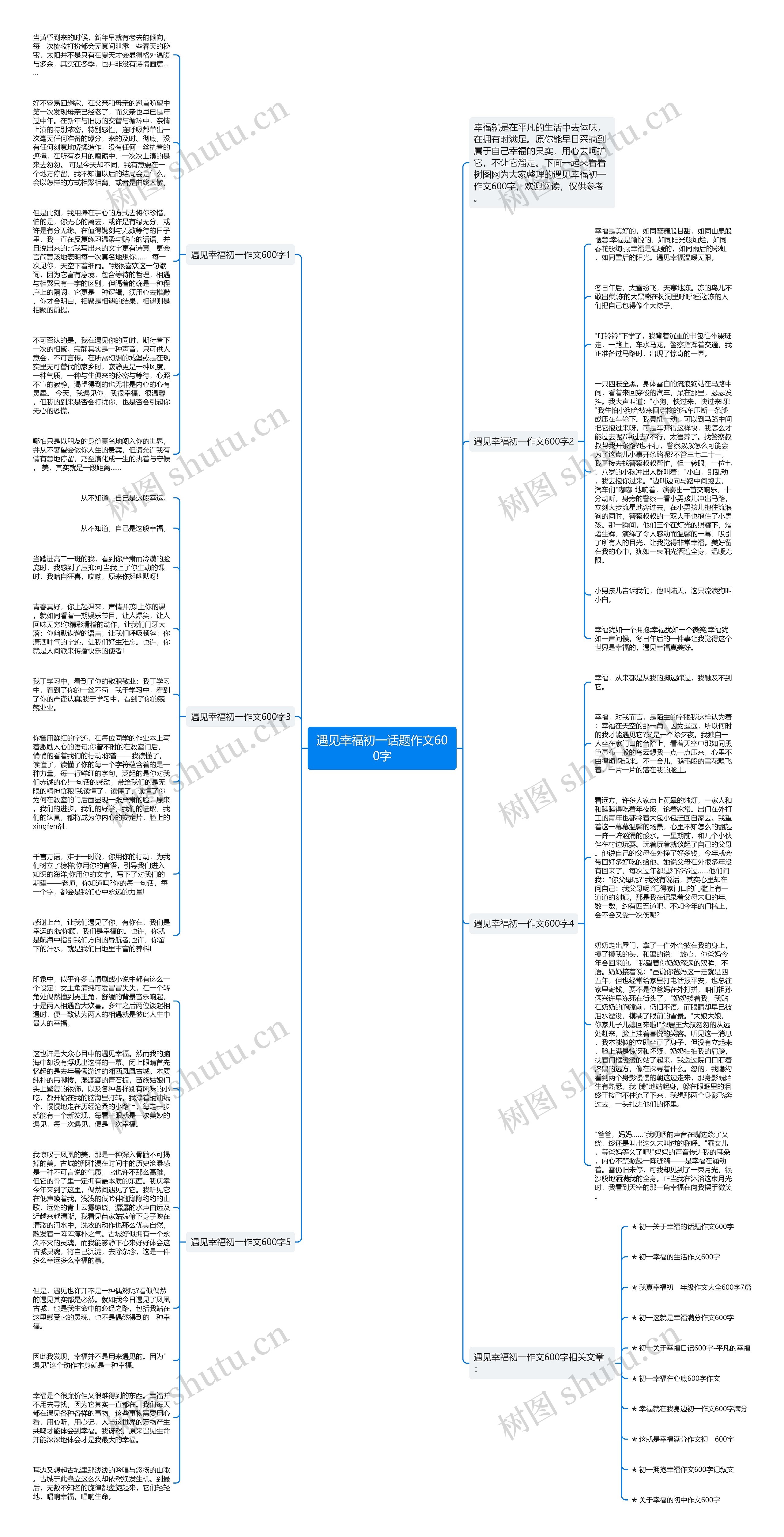 遇见幸福初一话题作文600字思维导图
