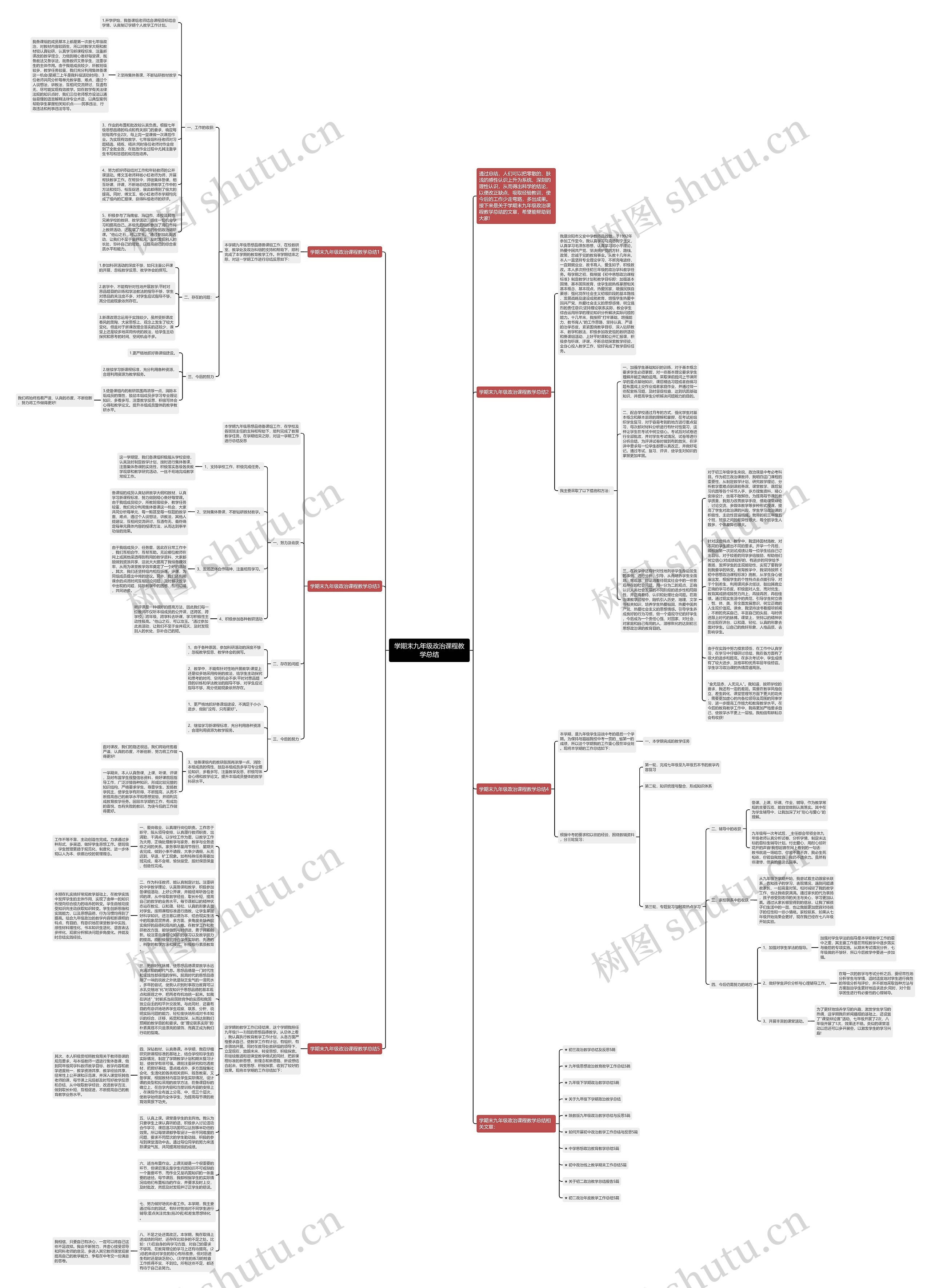 学期末九年级政治课程教学总结思维导图