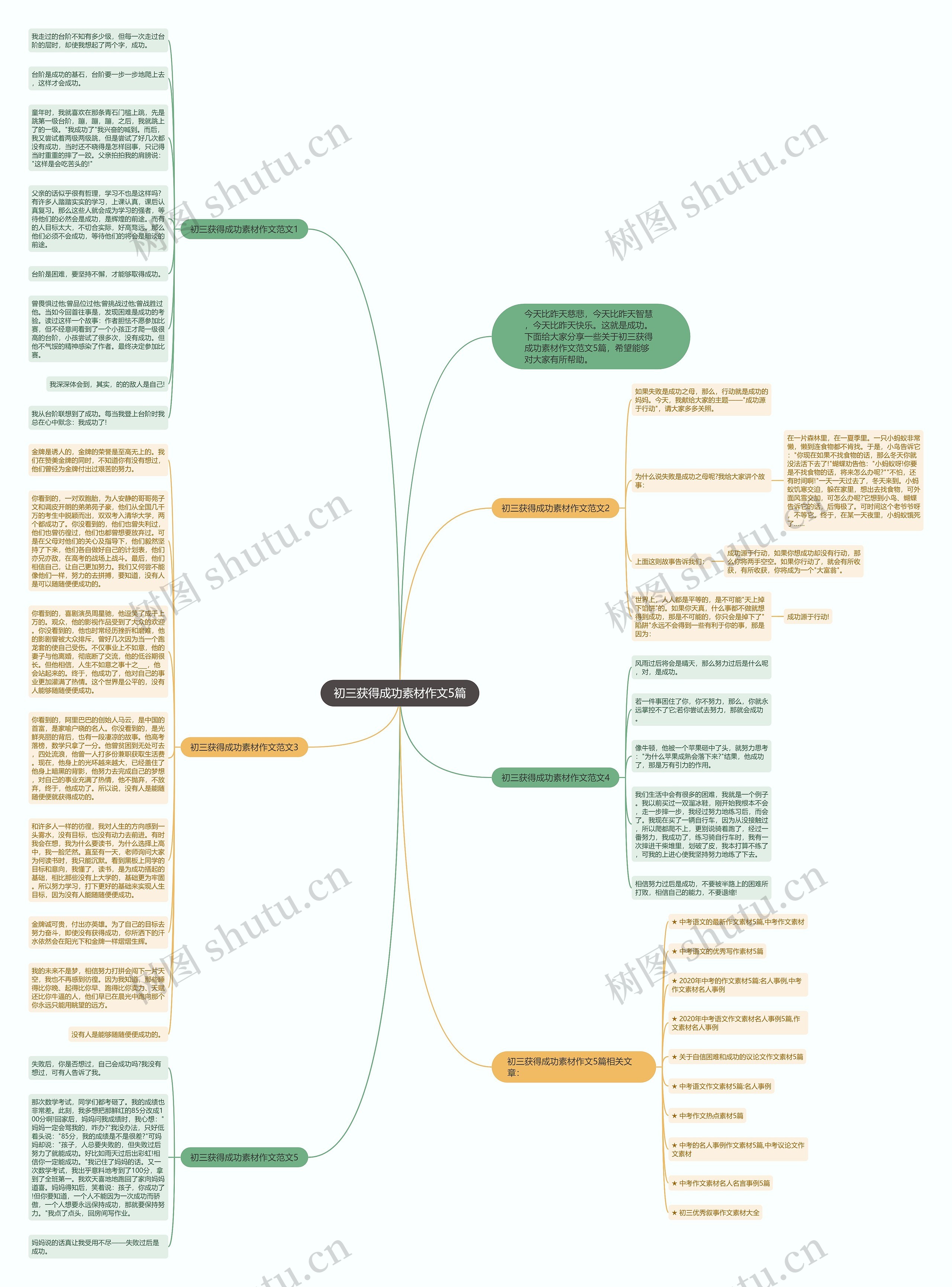 初三获得成功素材作文5篇思维导图