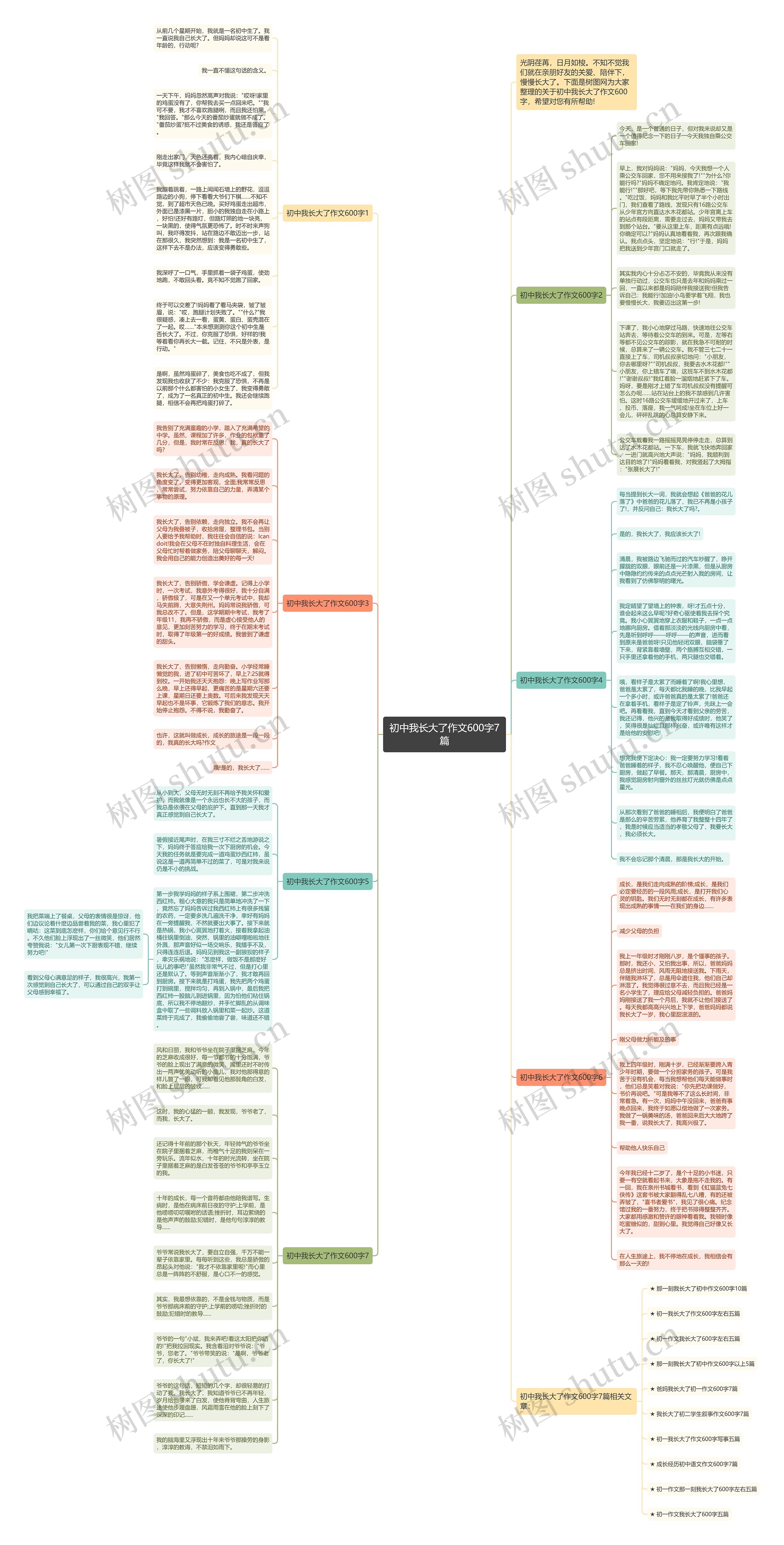 初中我长大了作文600字7篇思维导图高清图 初中我长大了作文600字7篇思维导图