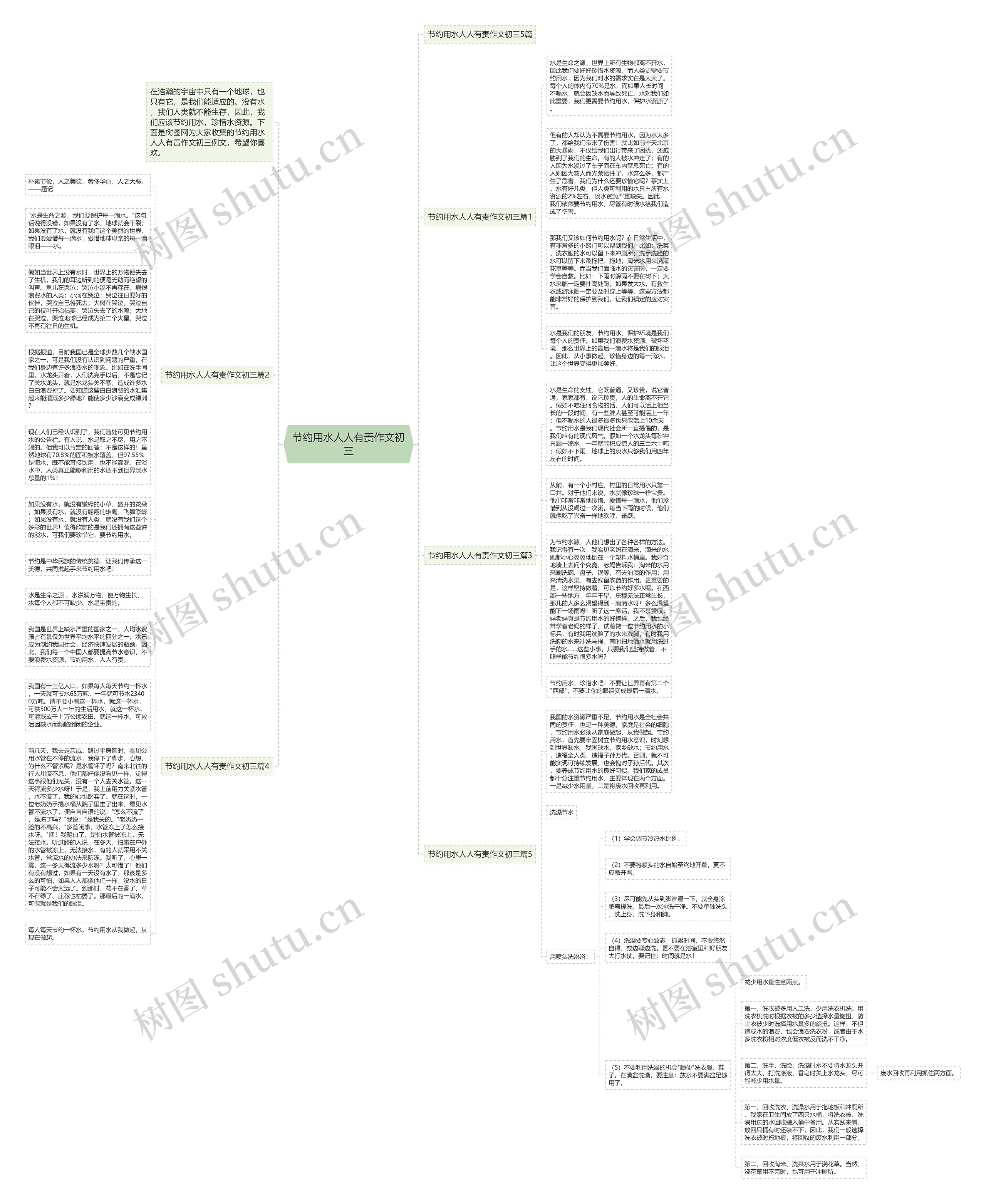 节约用水人人有责作文初三思维导图