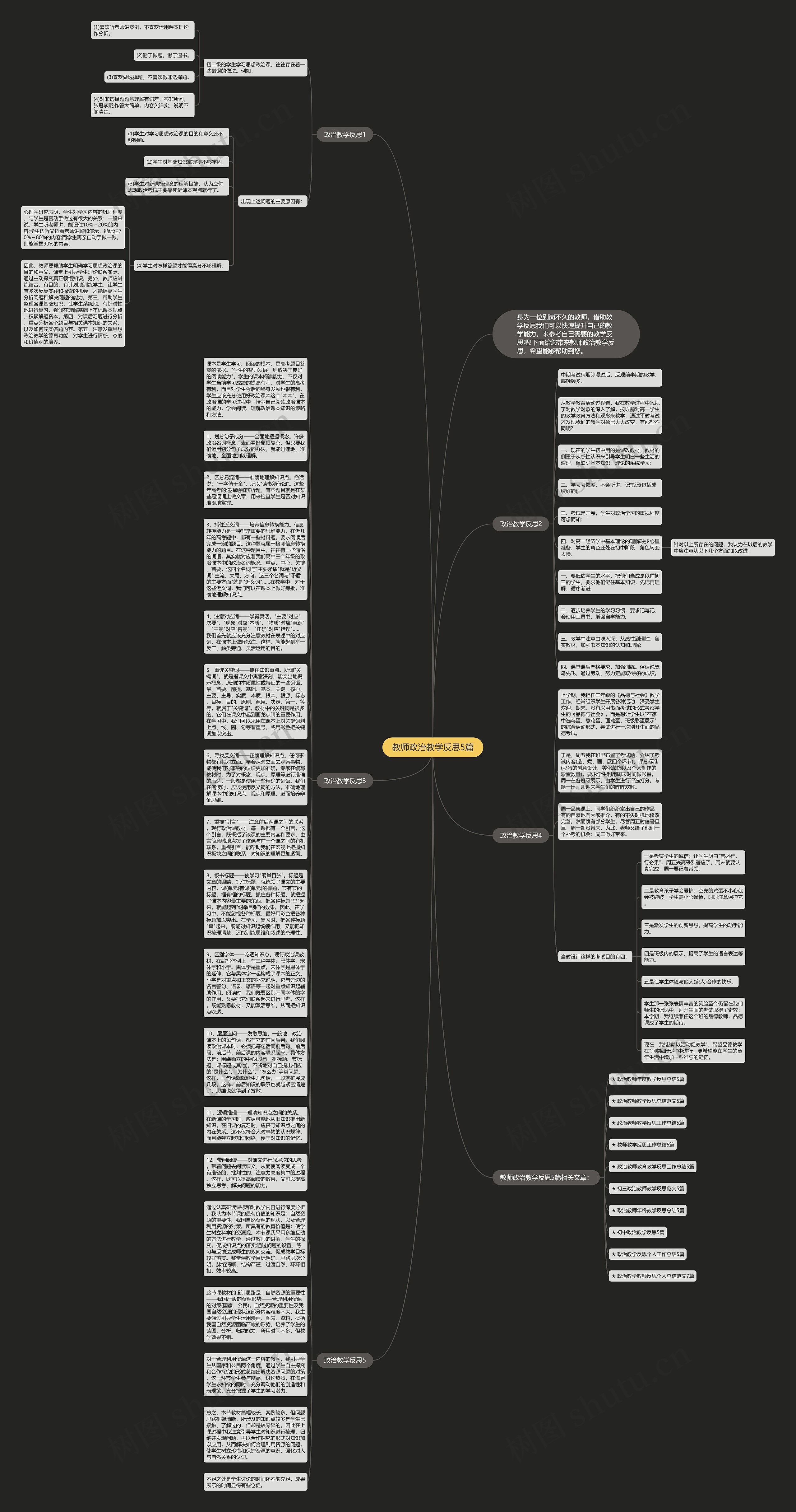 教师政治教学反思5篇思维导图