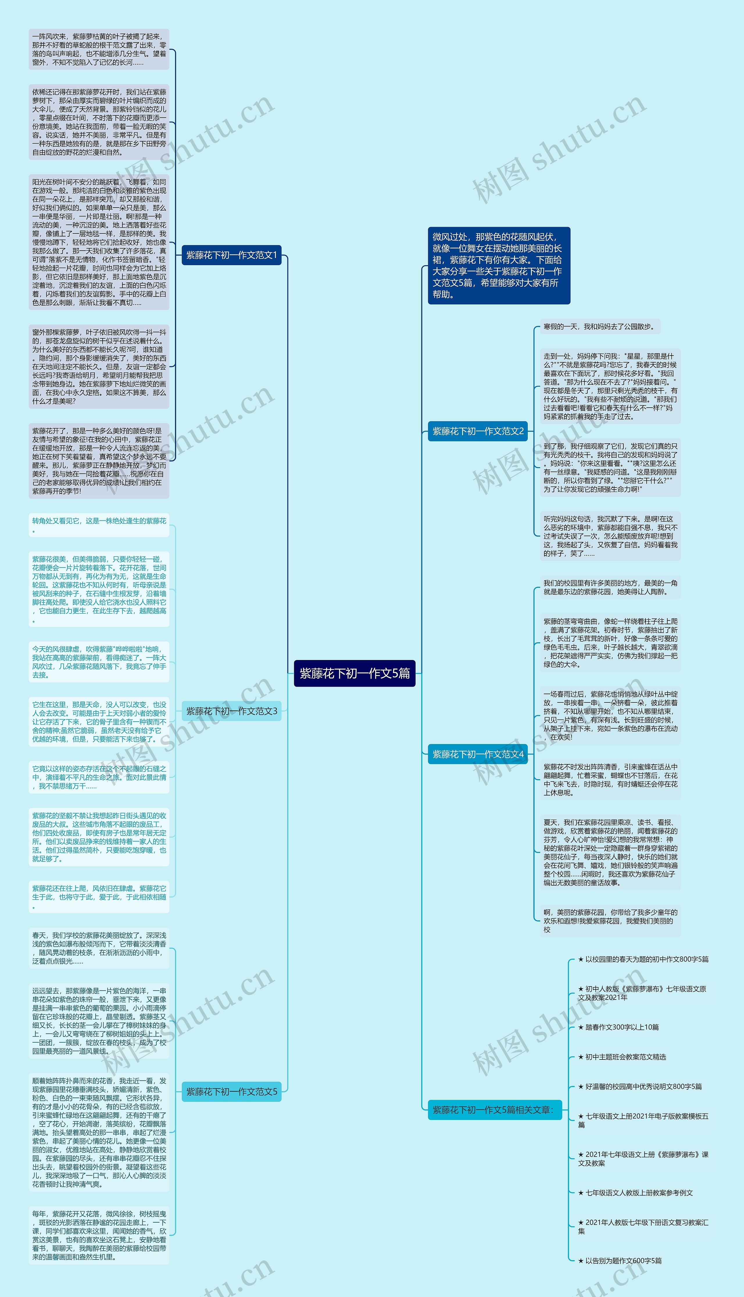 紫藤花下初一作文5篇思维导图