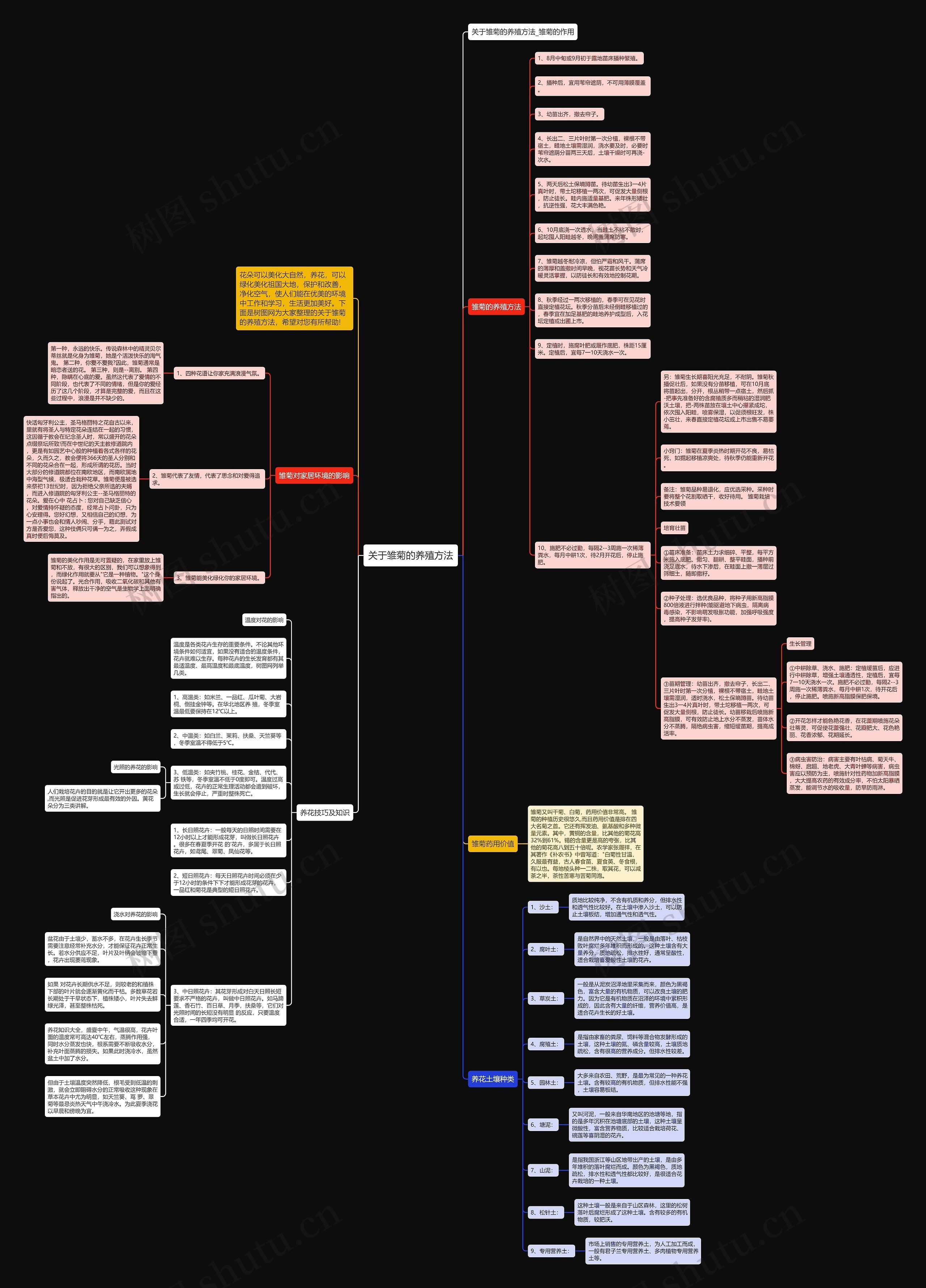 关于雏菊的养殖方法思维导图