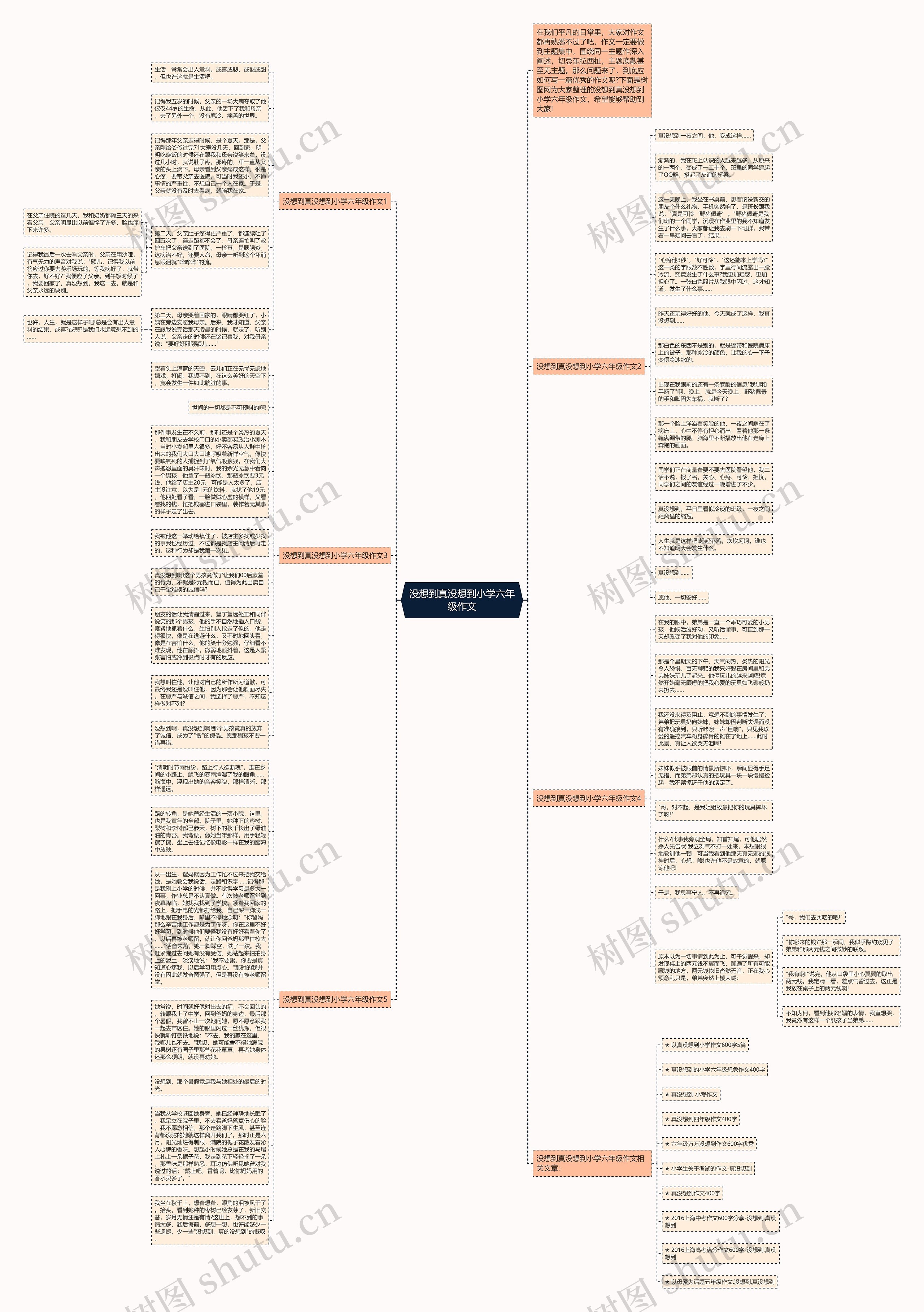没想到真没想到小学六年级作文思维导图