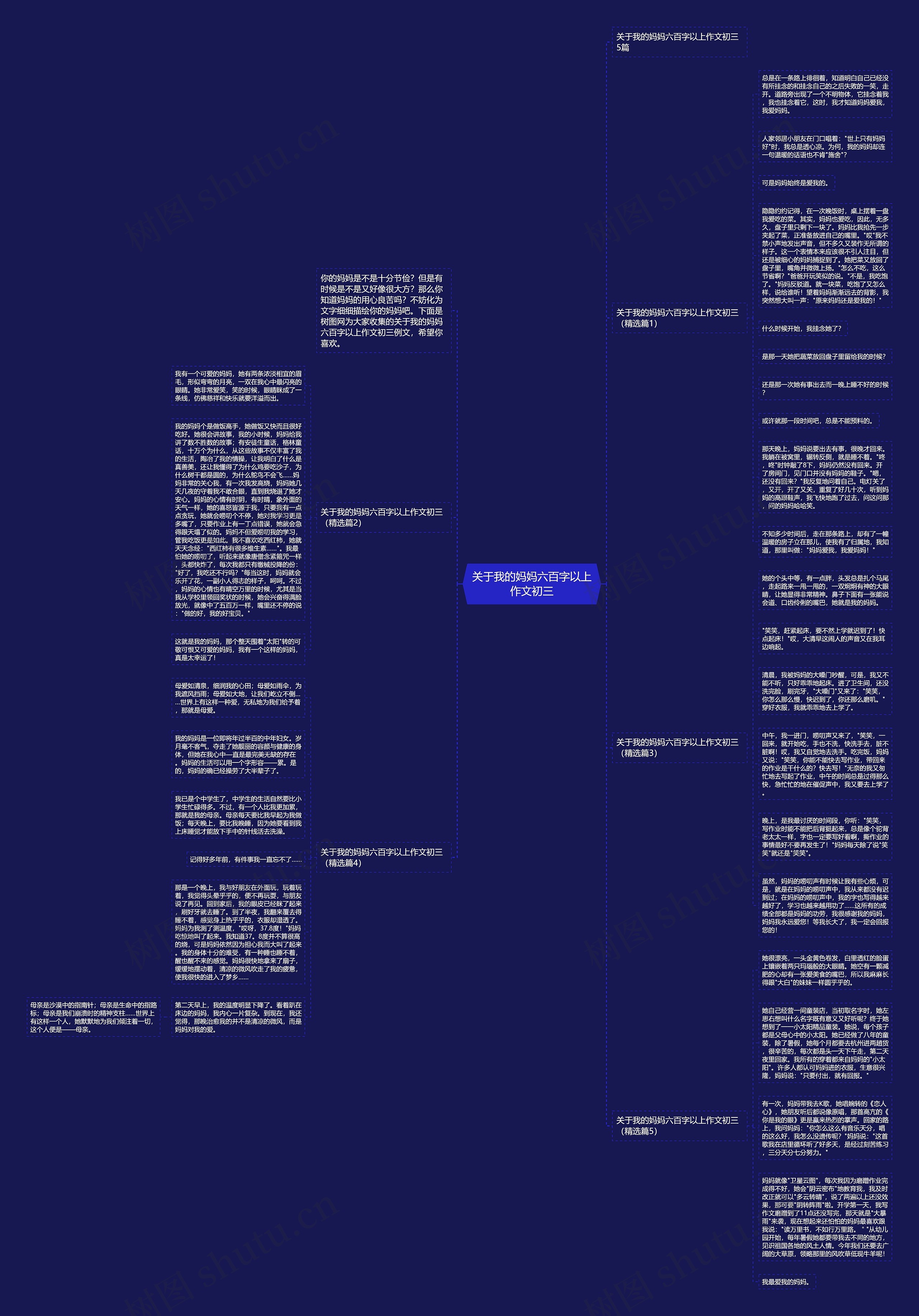 关于我的妈妈六百字以上作文初三思维导图