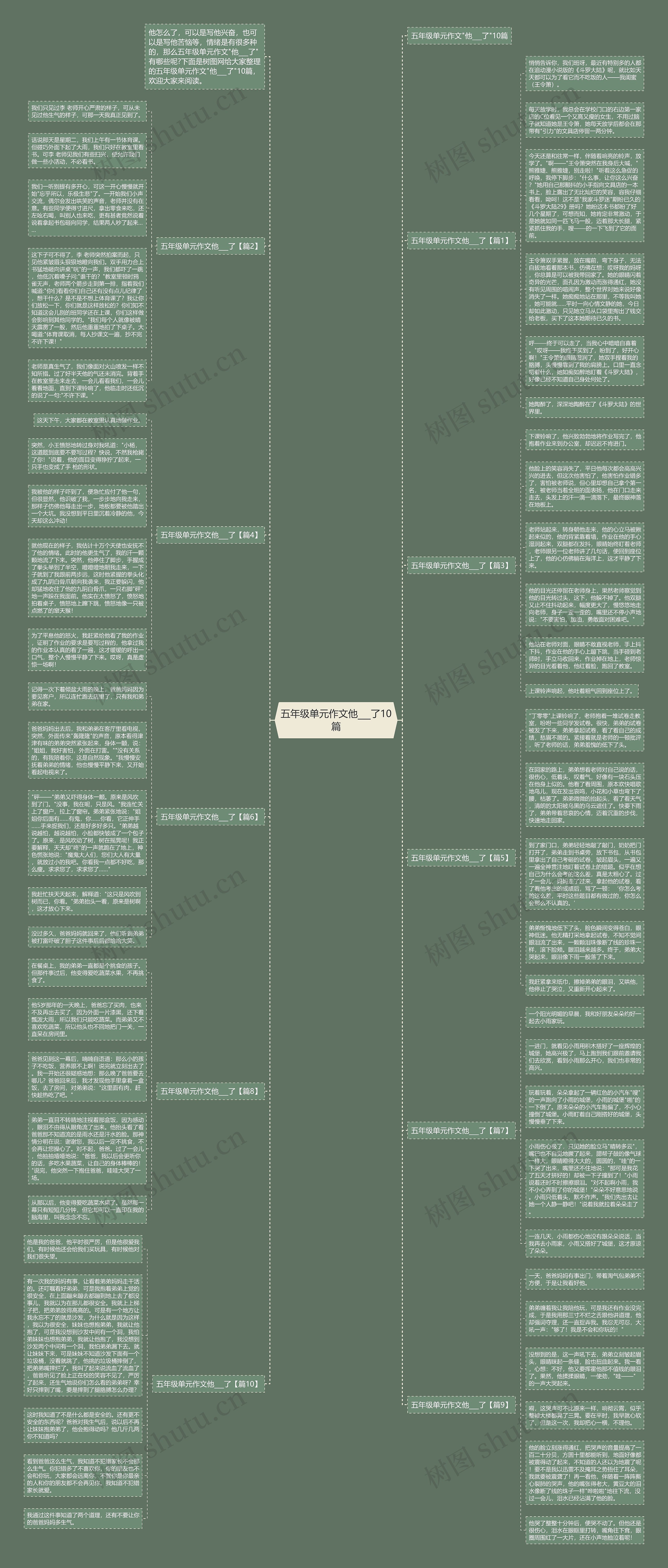 五年级单元作文他___了10篇思维导图