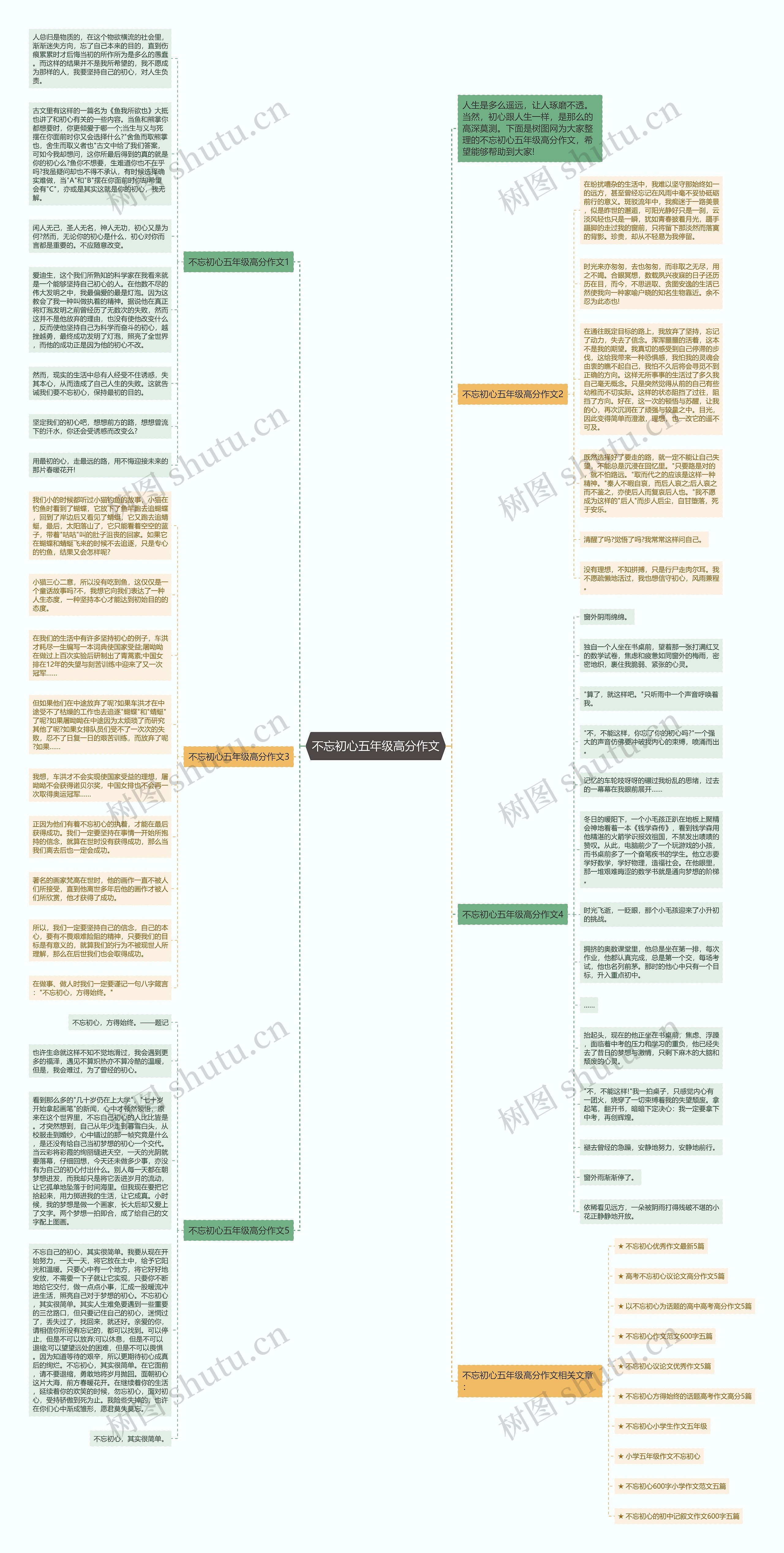 不忘初心五年级高分作文思维导图