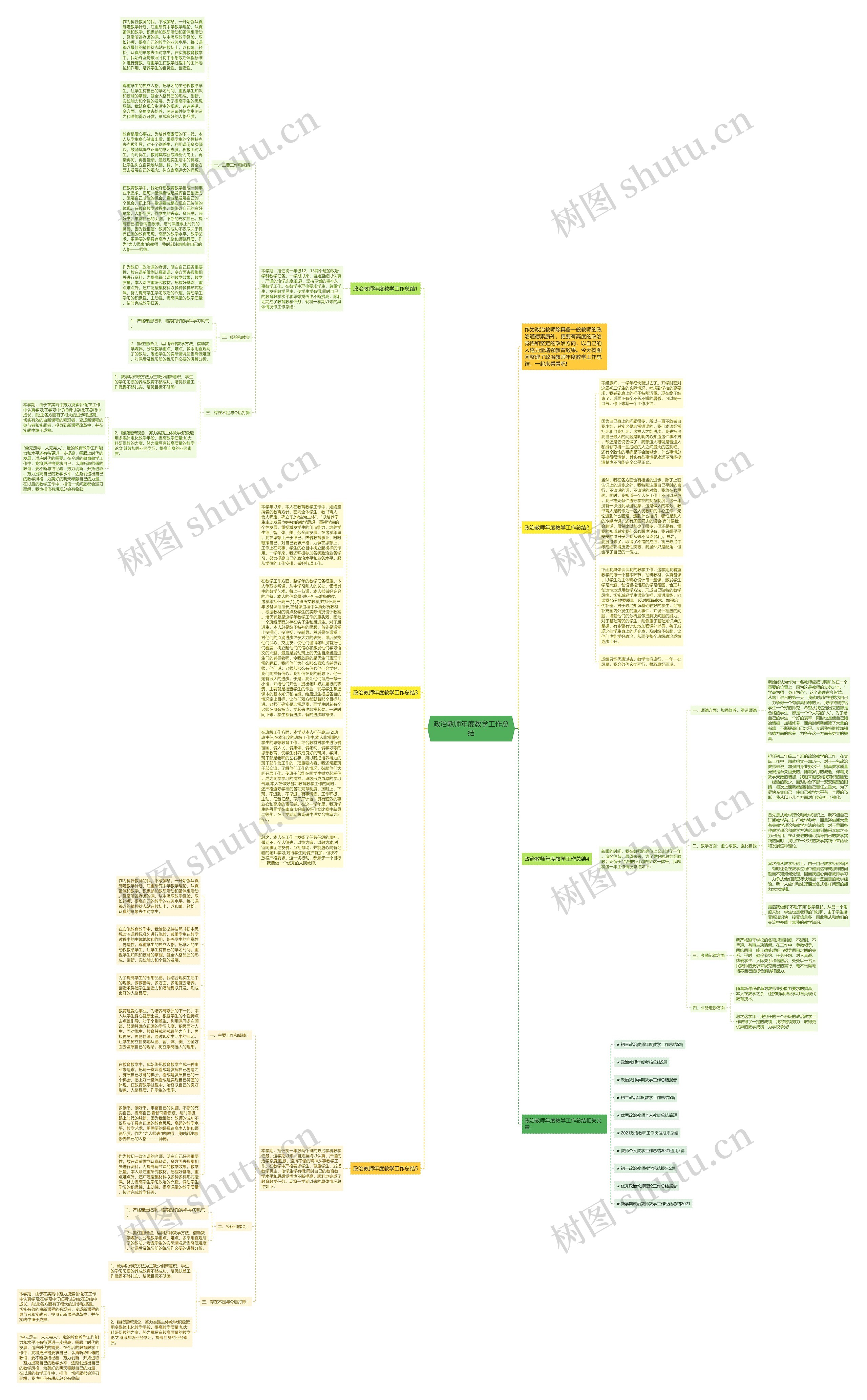 政治教师年度教学工作总结思维导图
