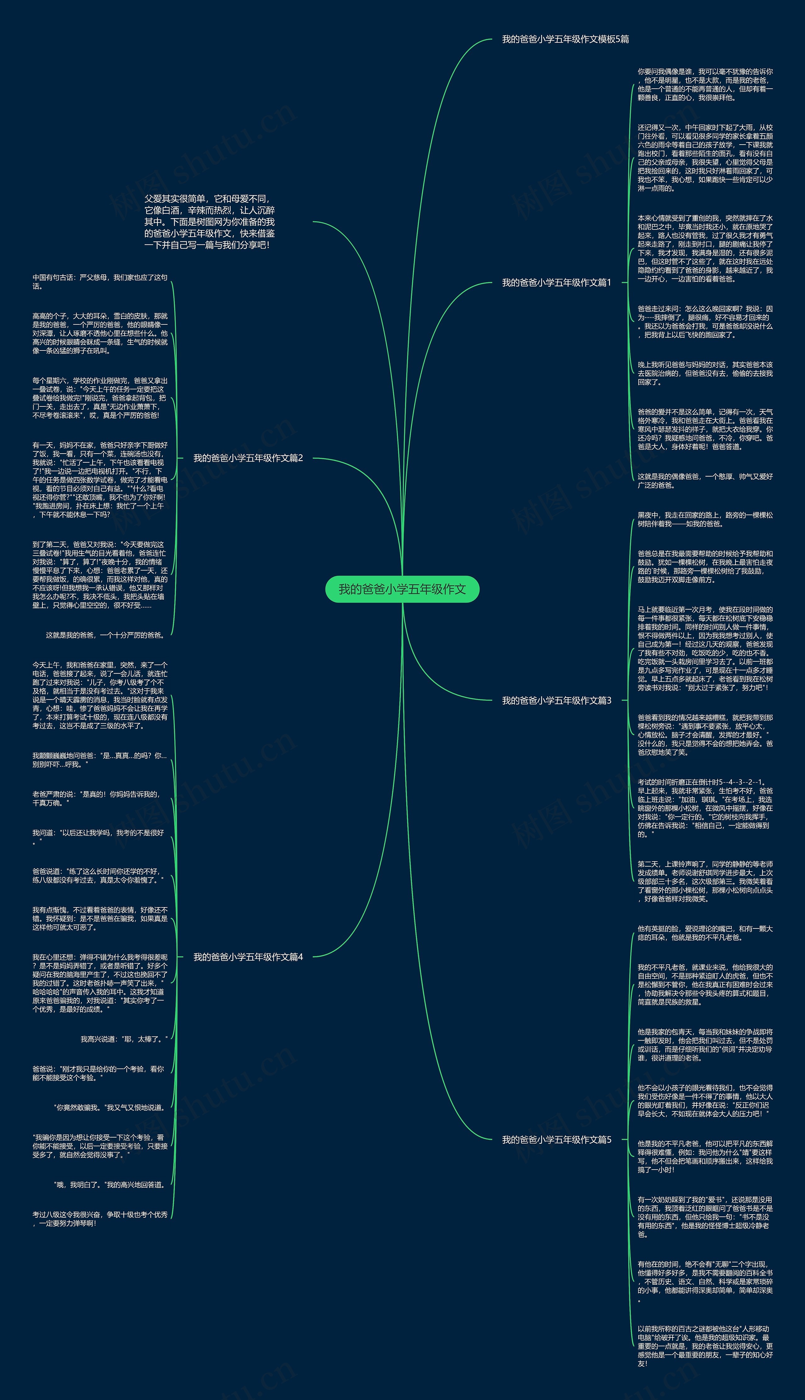 我的爸爸小学五年级作文思维导图