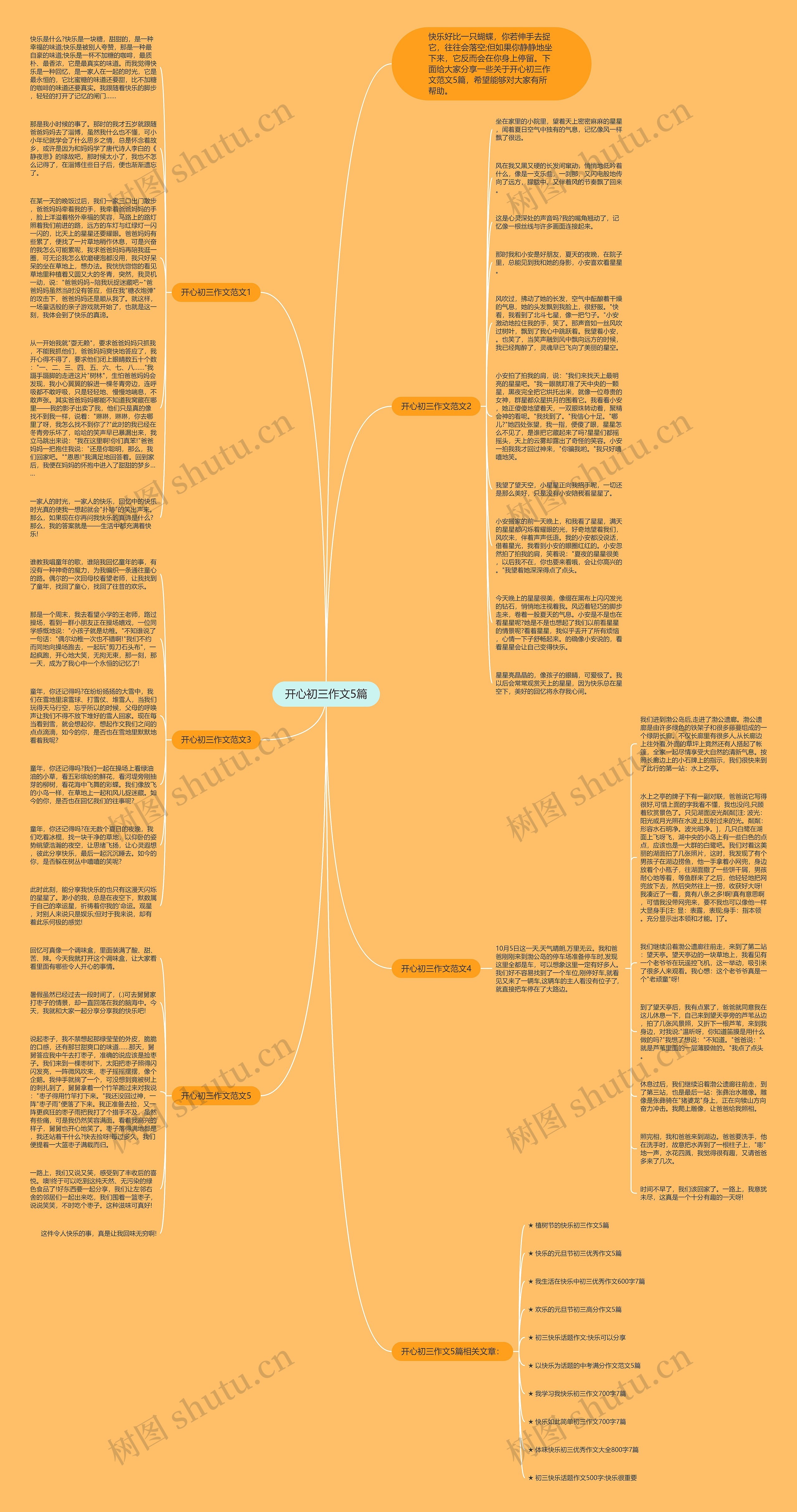 开心初三作文5篇思维导图