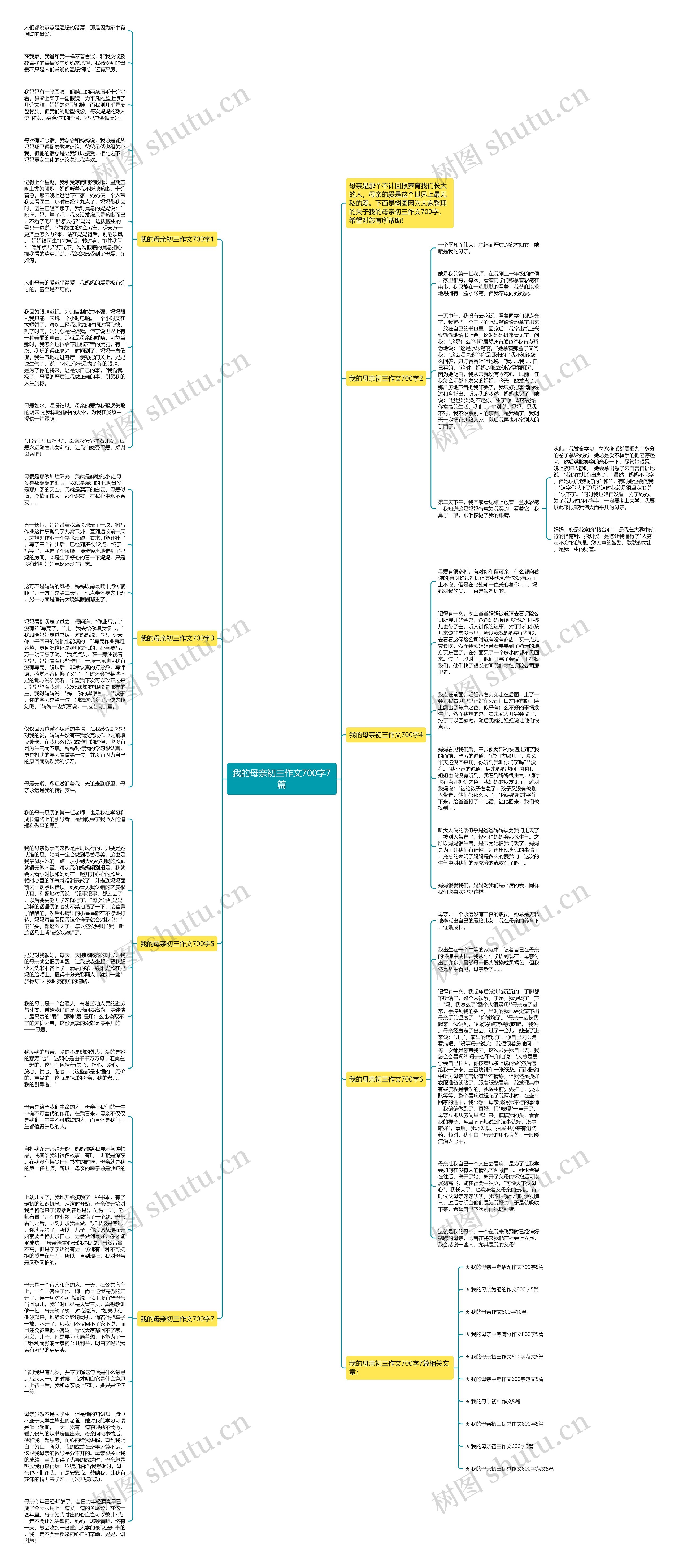 我的母亲初三作文700字7篇思维导图