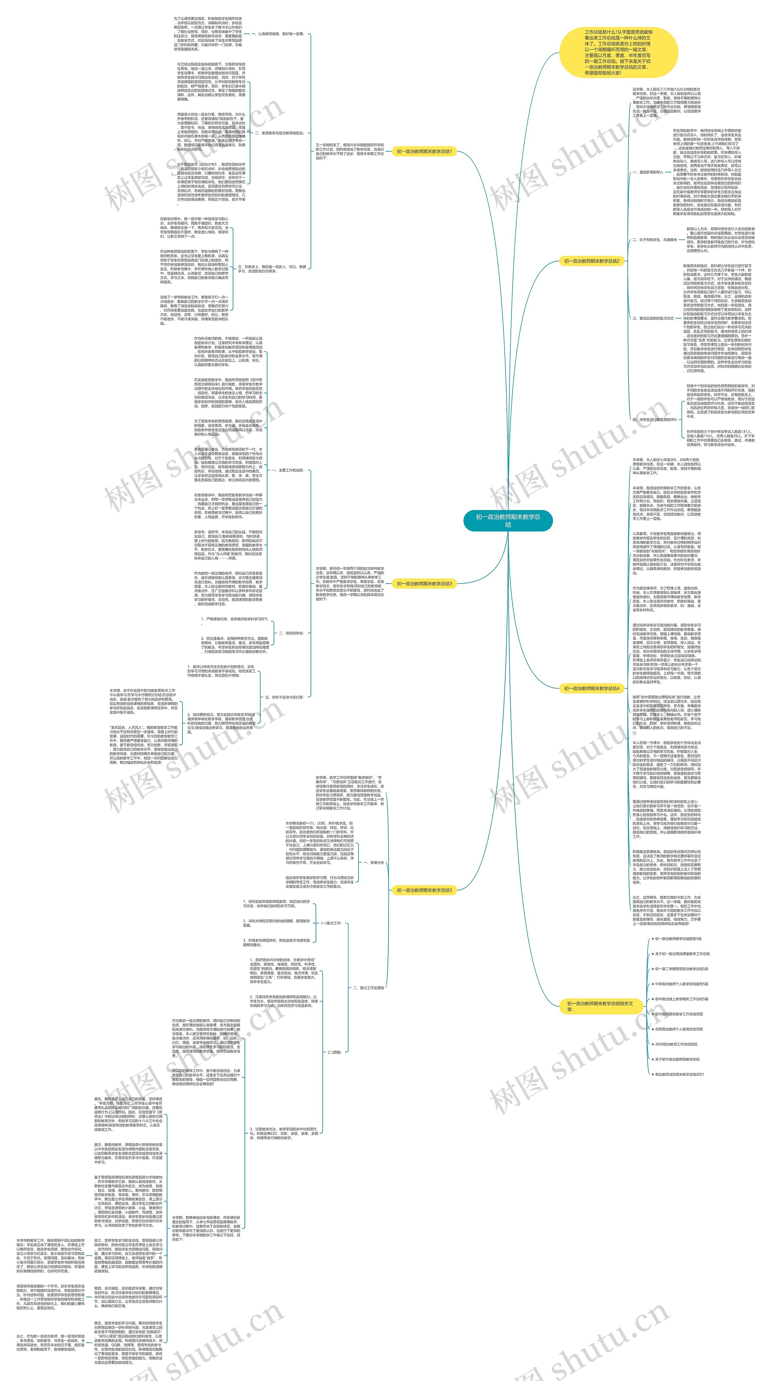 初一政治教师期末教学总结思维导图