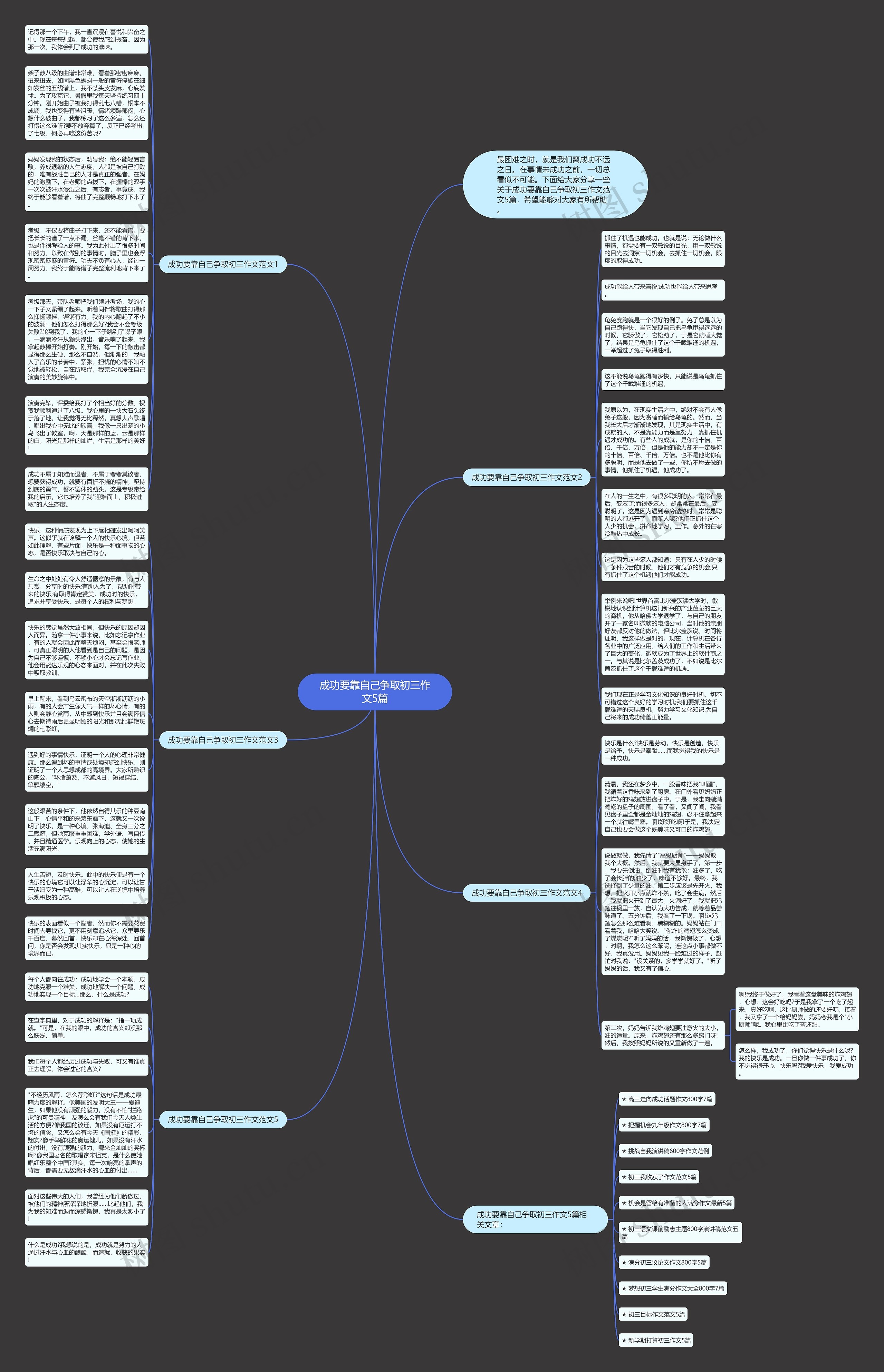 成功要靠自己争取初三作文5篇思维导图