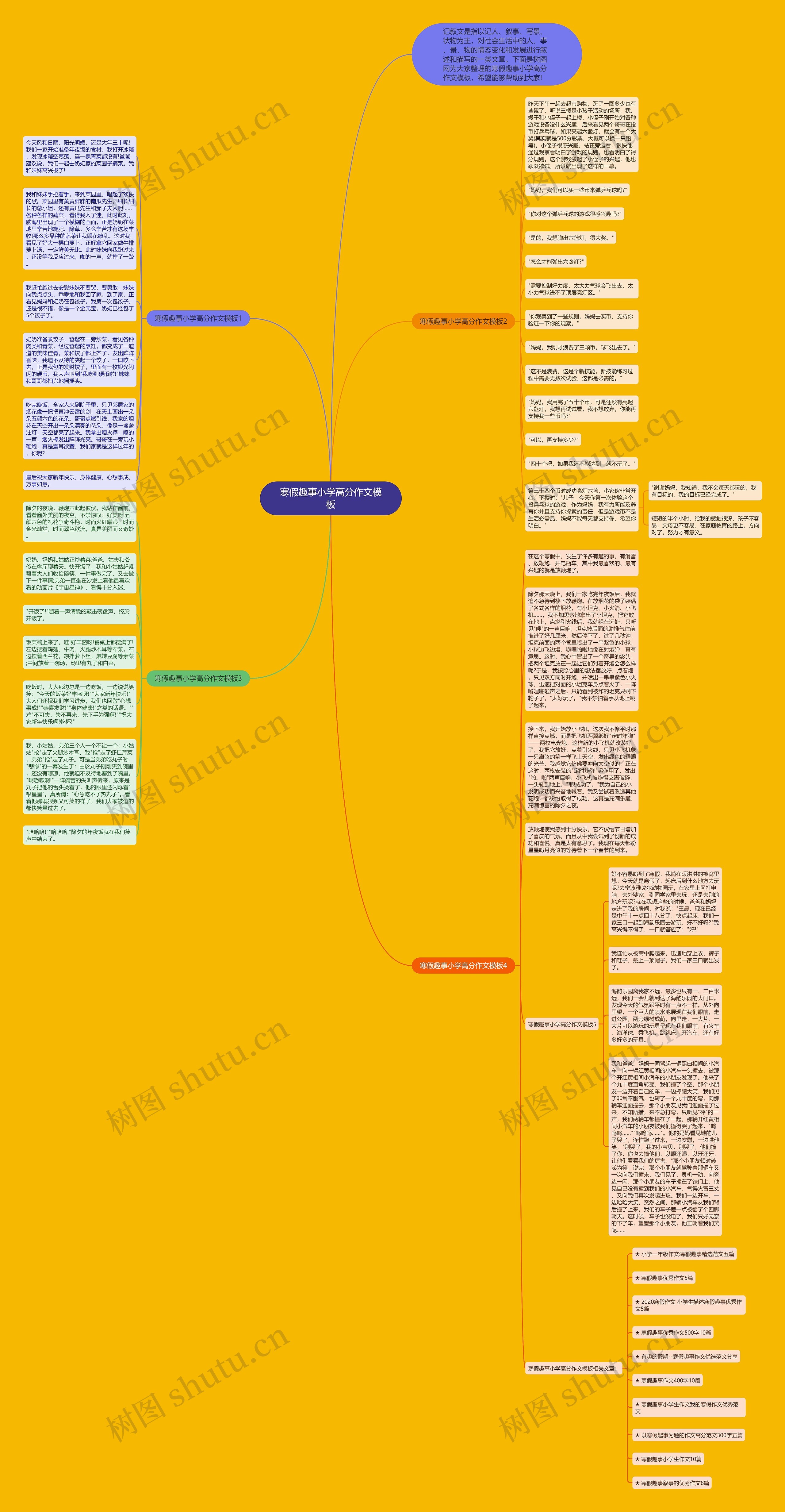 寒假趣事小学高分作文思维导图