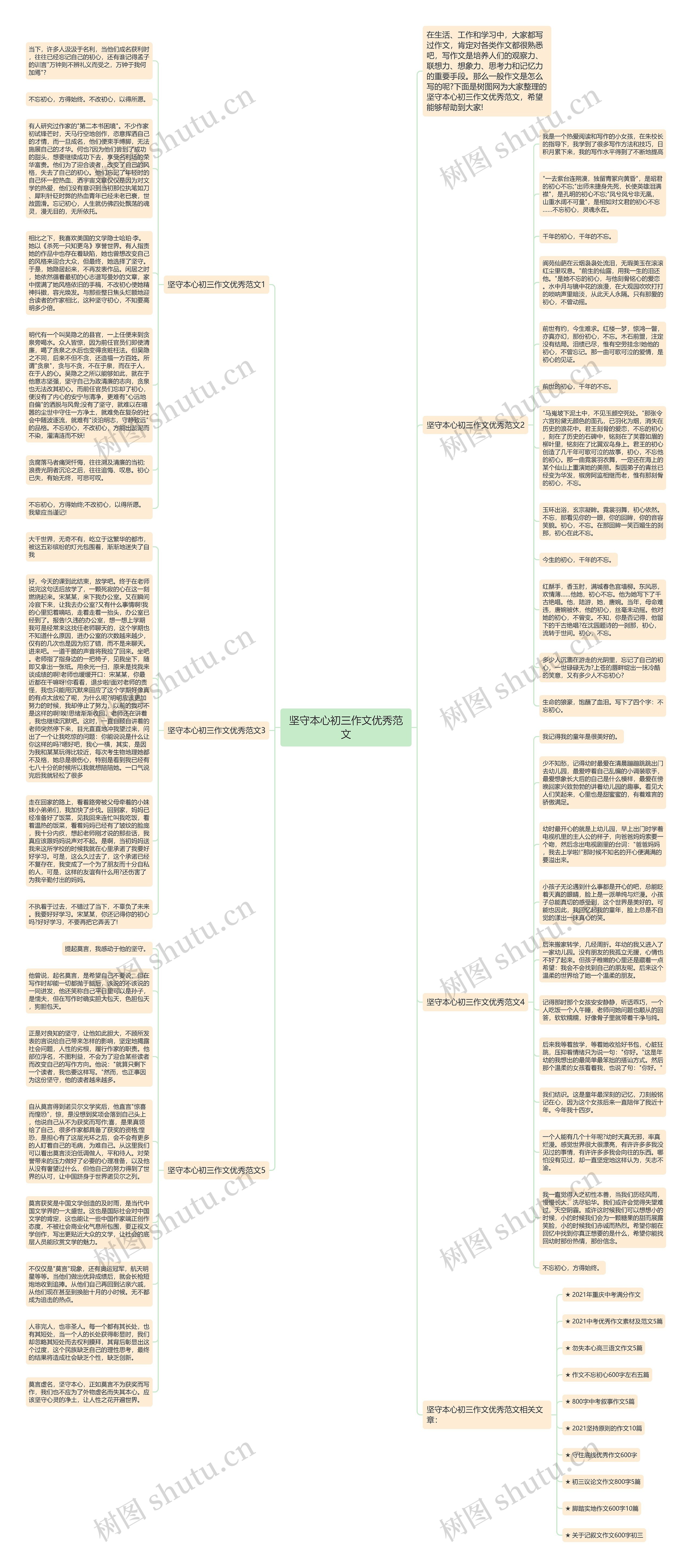 坚守本心初三作文优秀范文思维导图