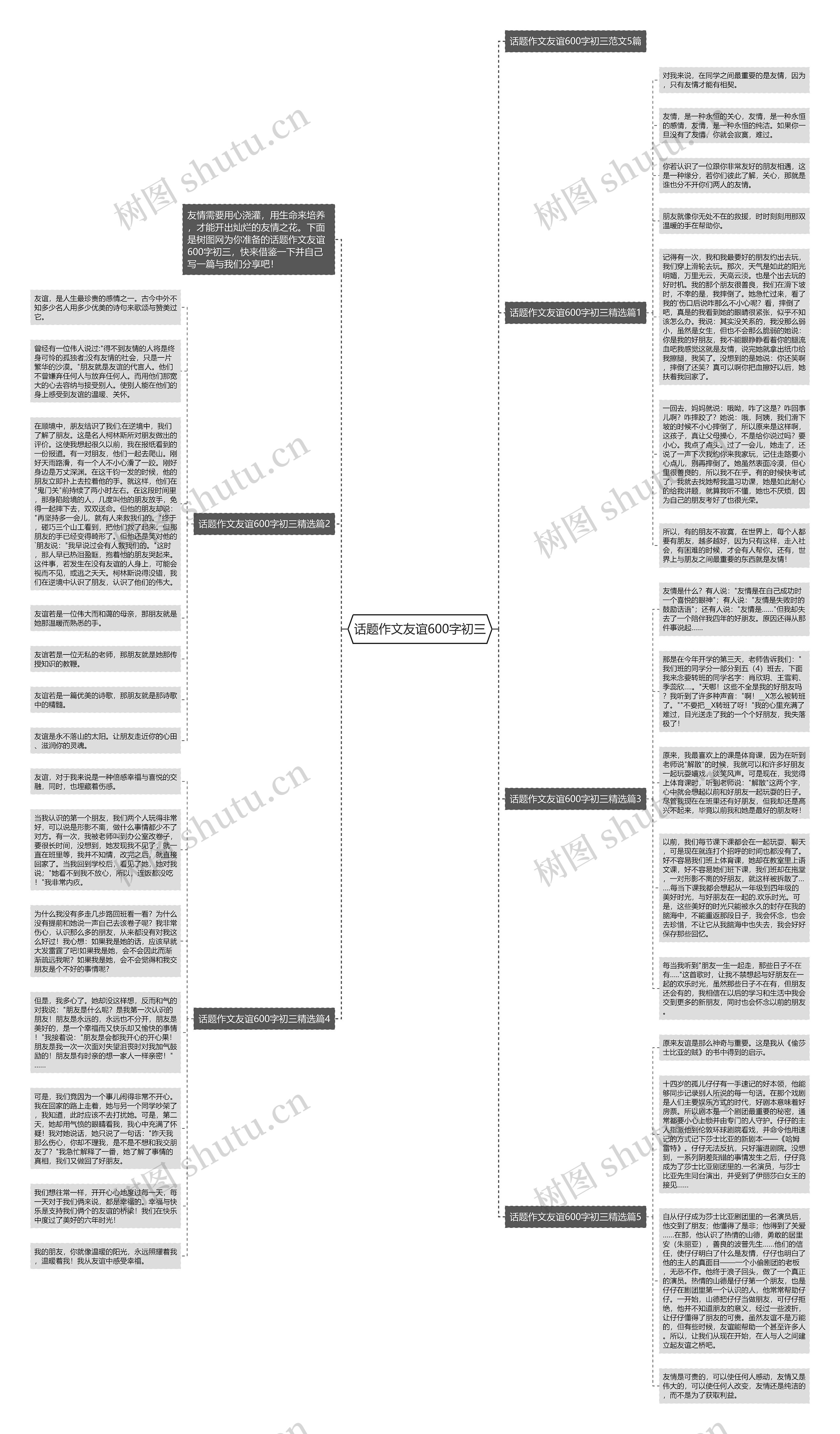 话题作文友谊600字初三思维导图