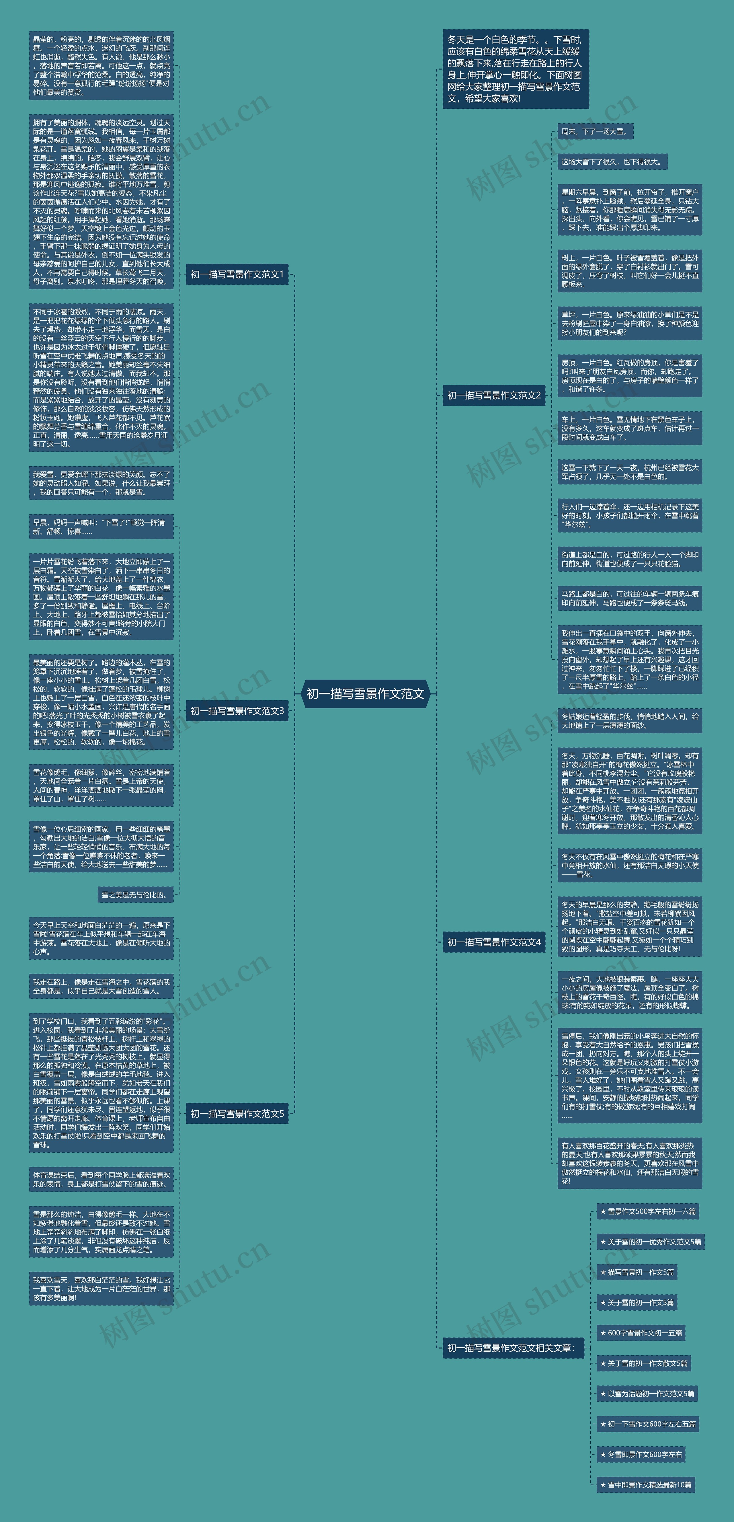 初一描写雪景作文范文思维导图