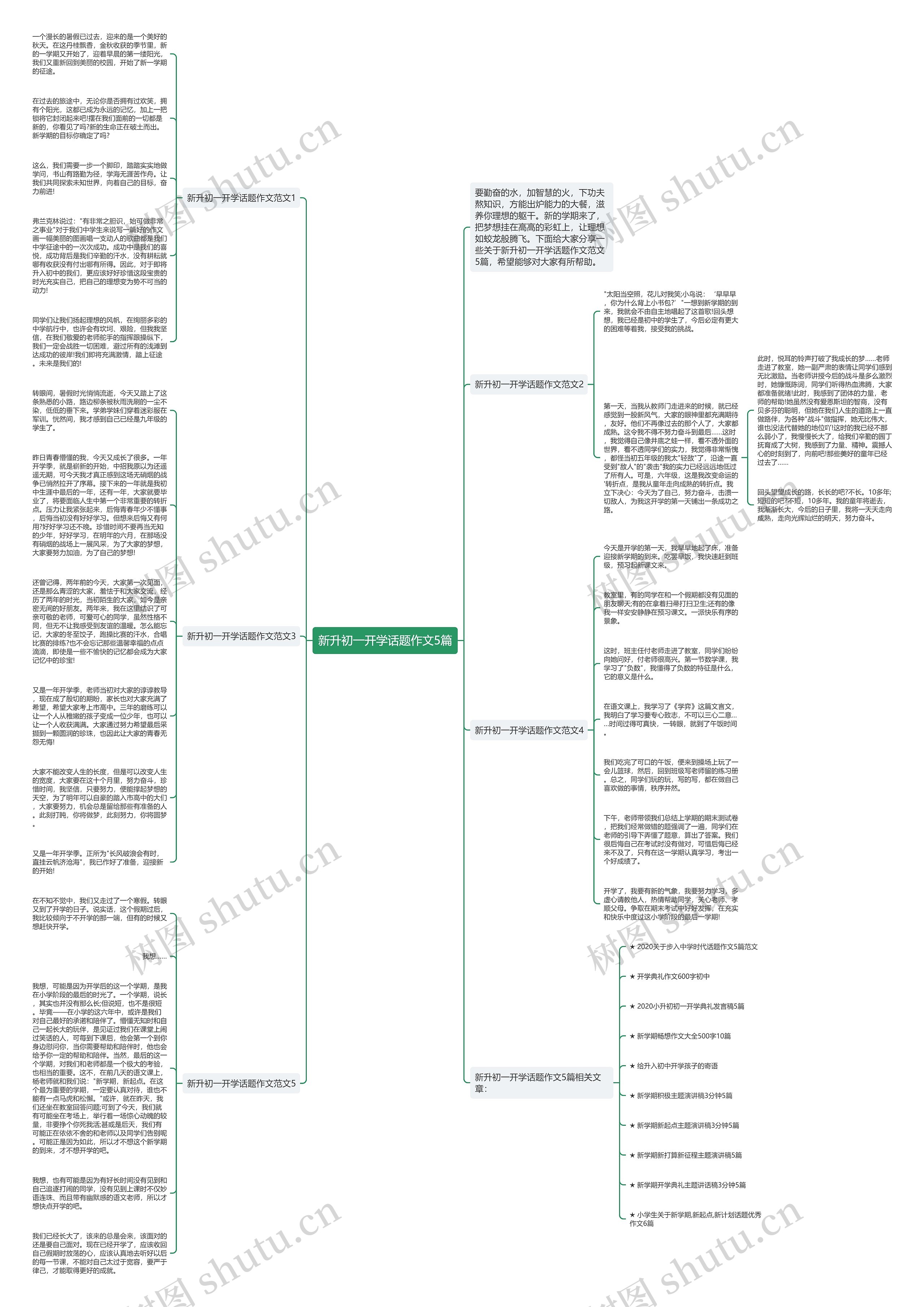 新升初一开学话题作文5篇思维导图