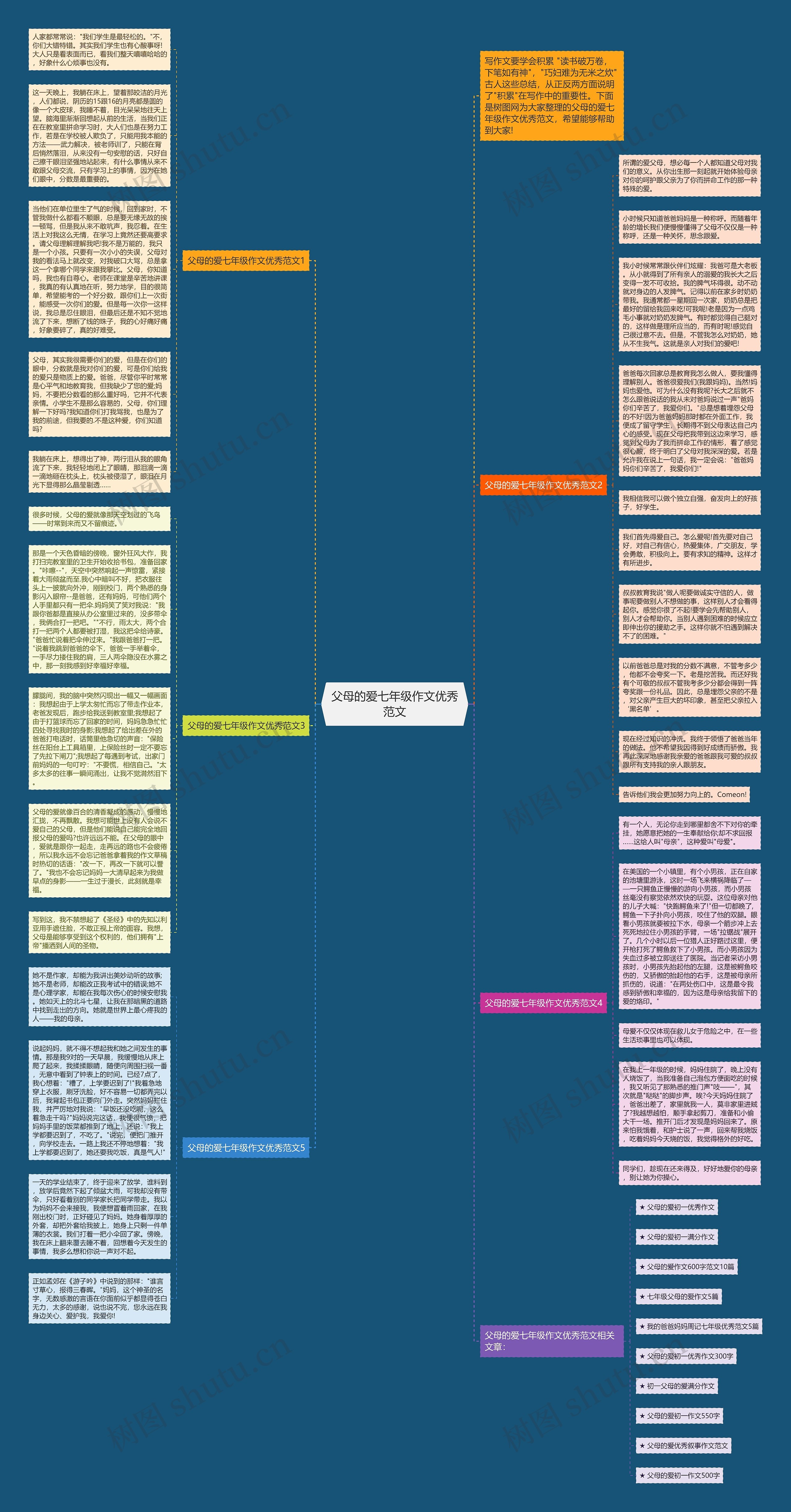 父母的爱七年级作文优秀范文思维导图