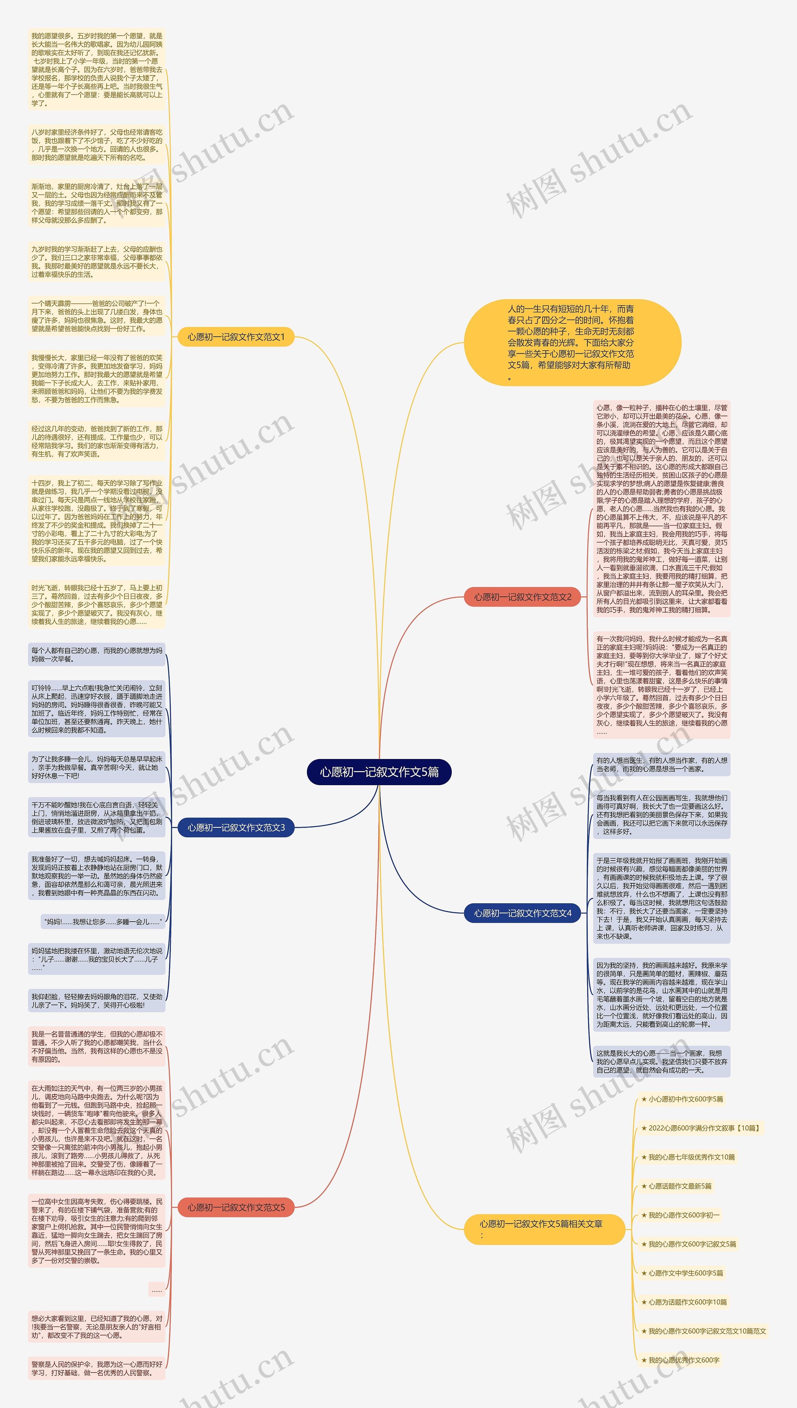 心愿初一记叙文作文5篇思维导图