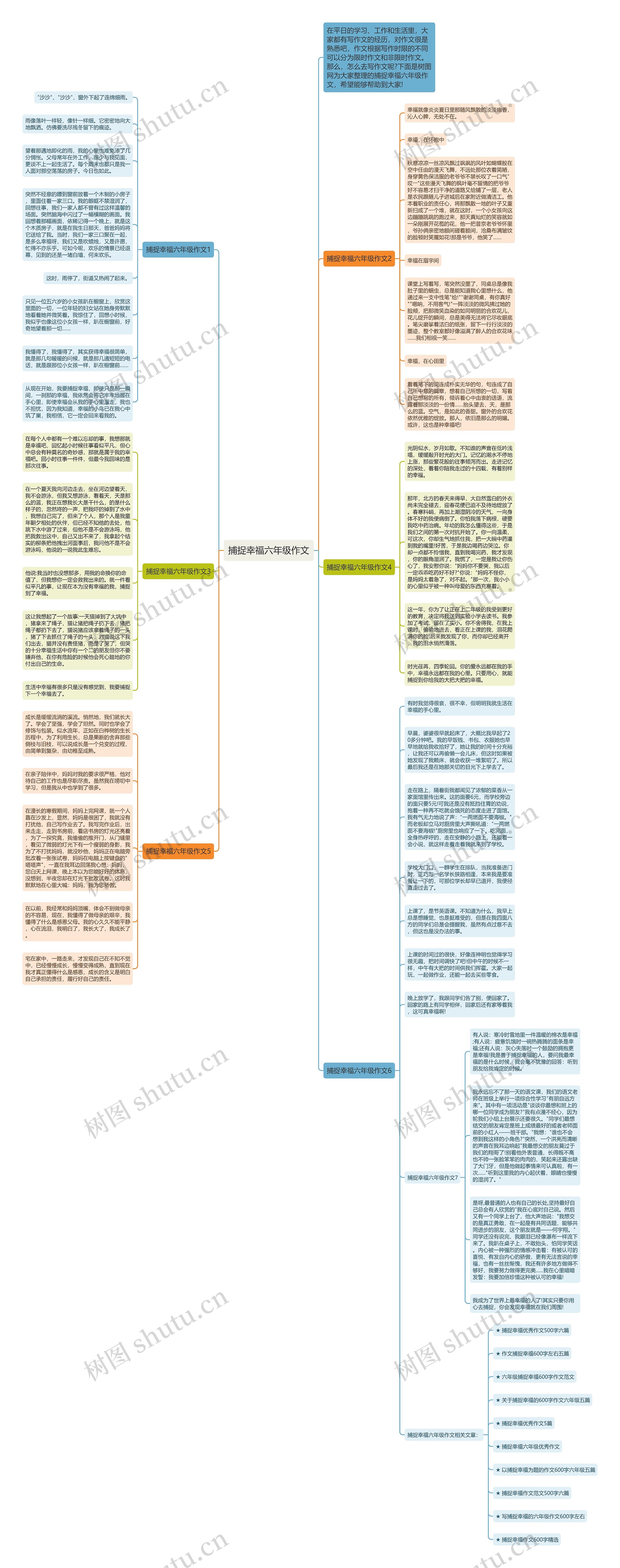 捕捉幸福六年级作文思维导图