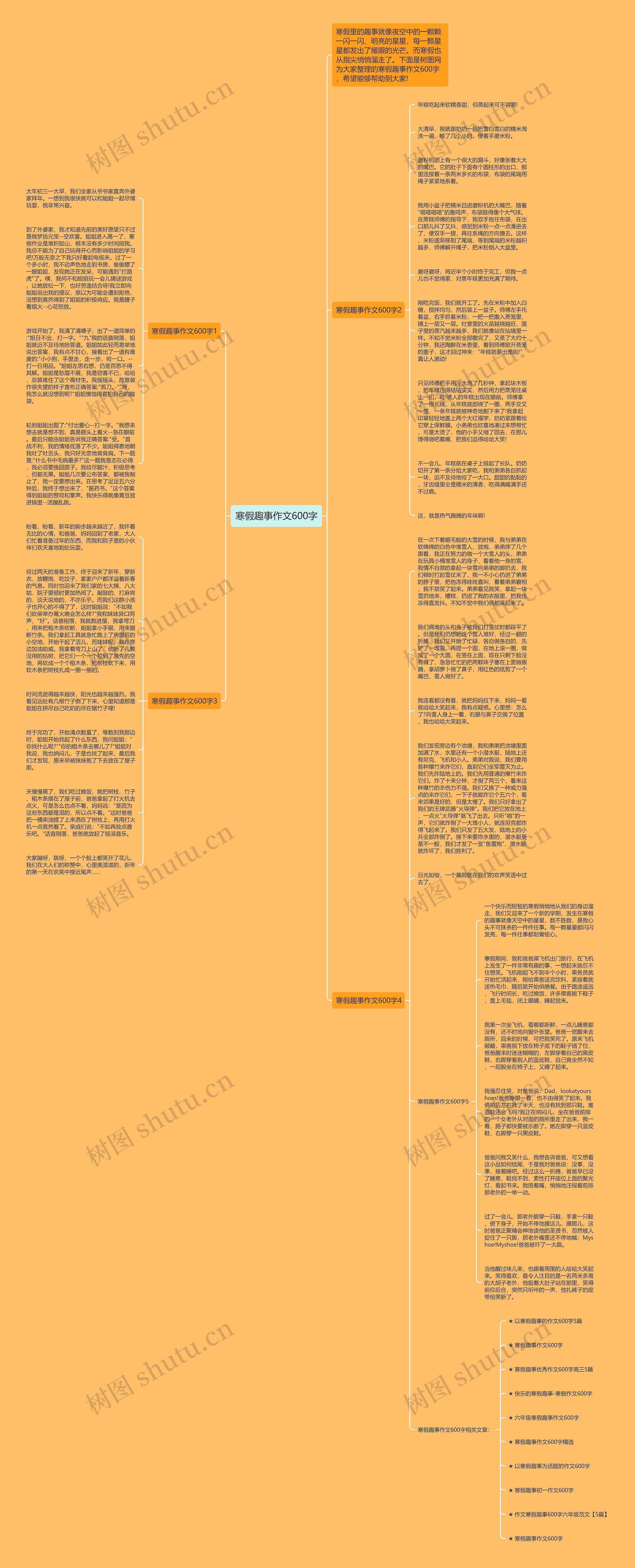 寒假趣事作文600字思维导图