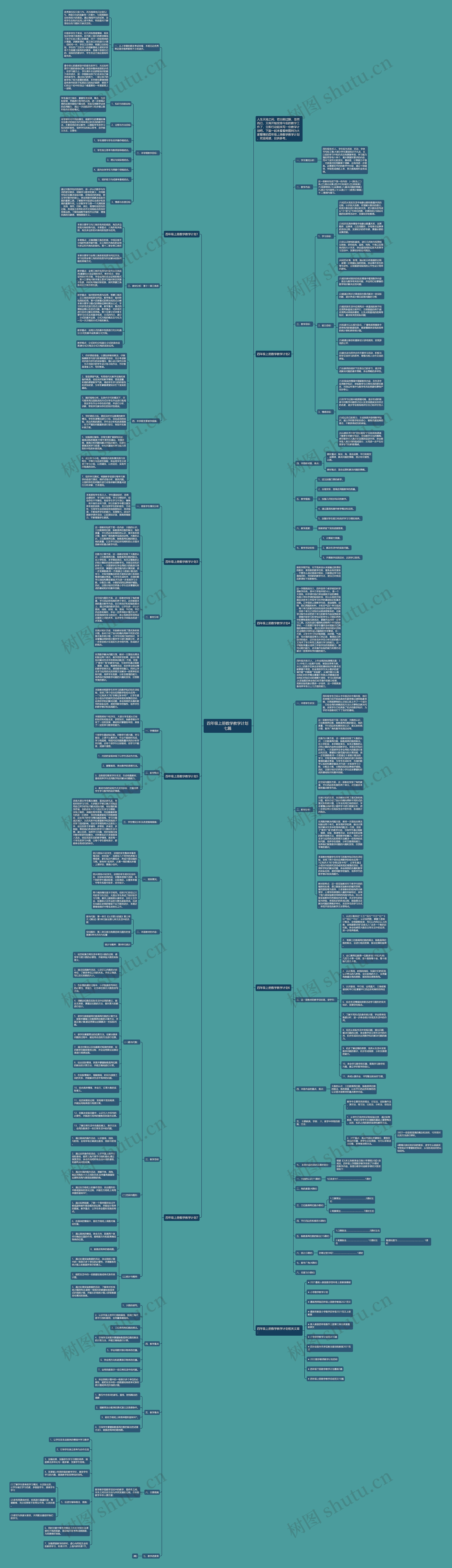 四年级上册数学教学计划七篇思维导图