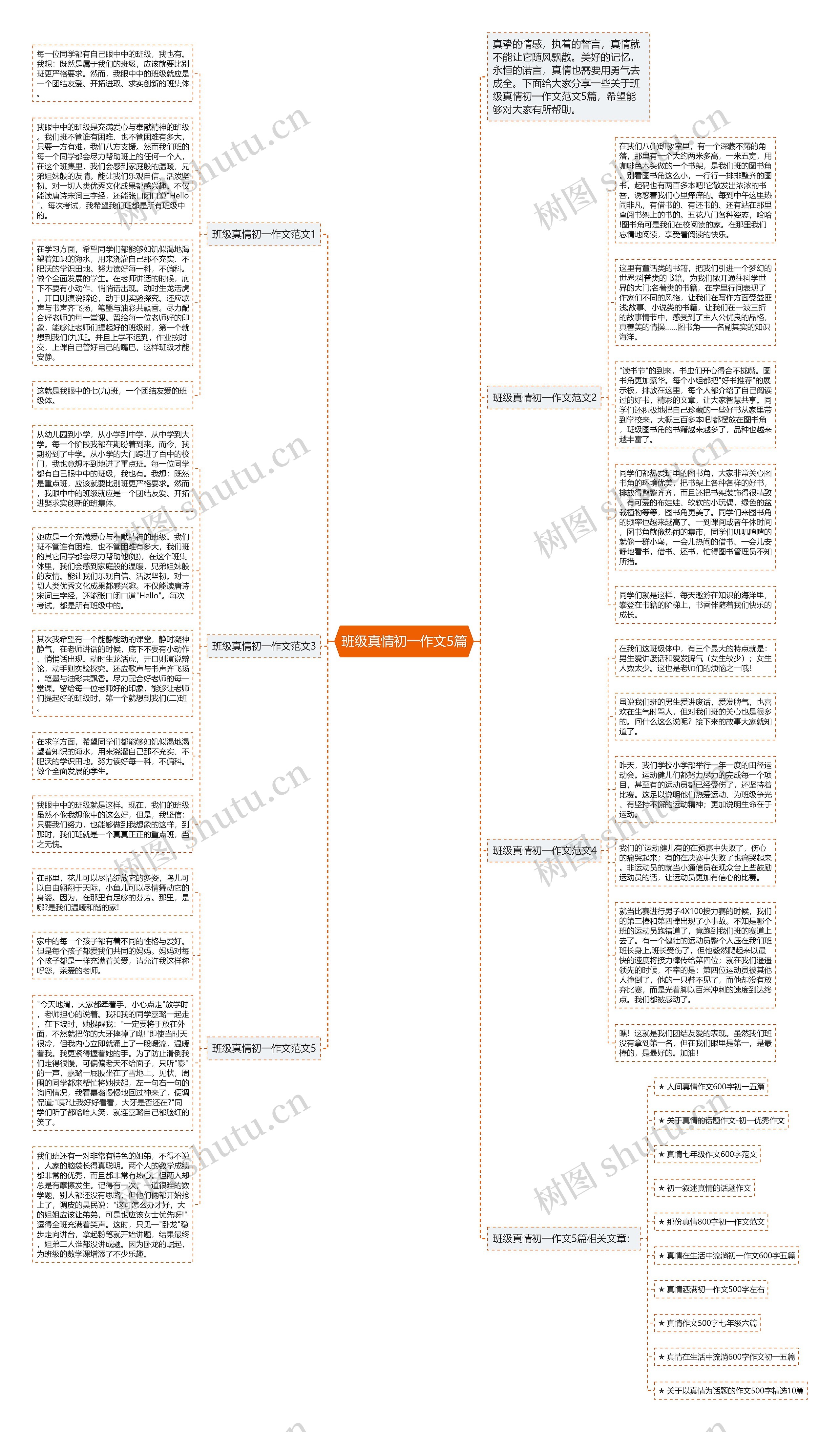 班级真情初一作文5篇思维导图