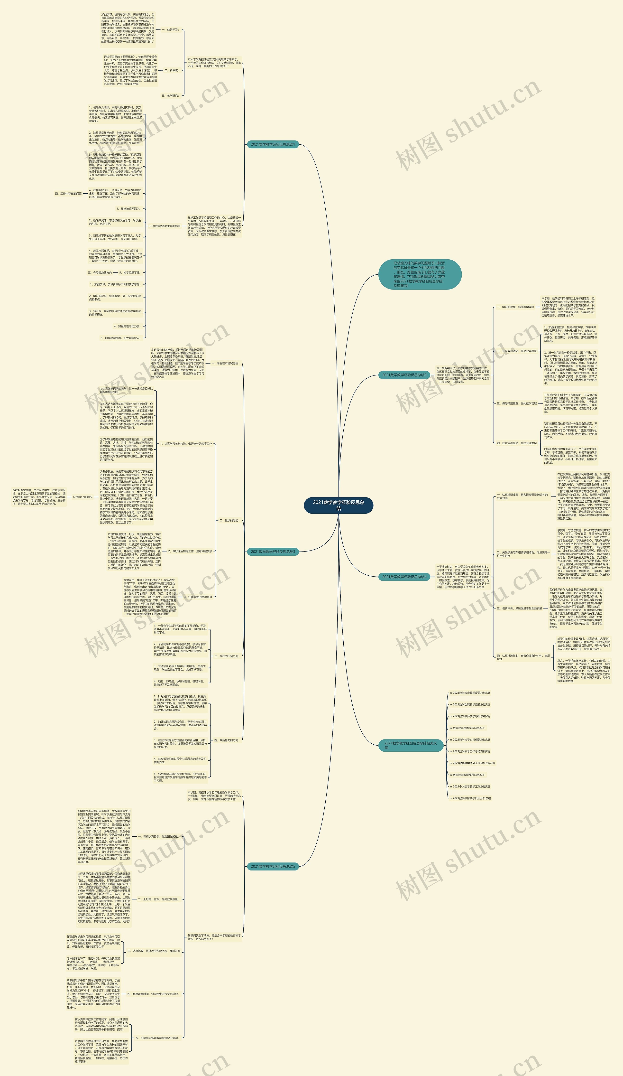 2021数学教学经验反思总结思维导图