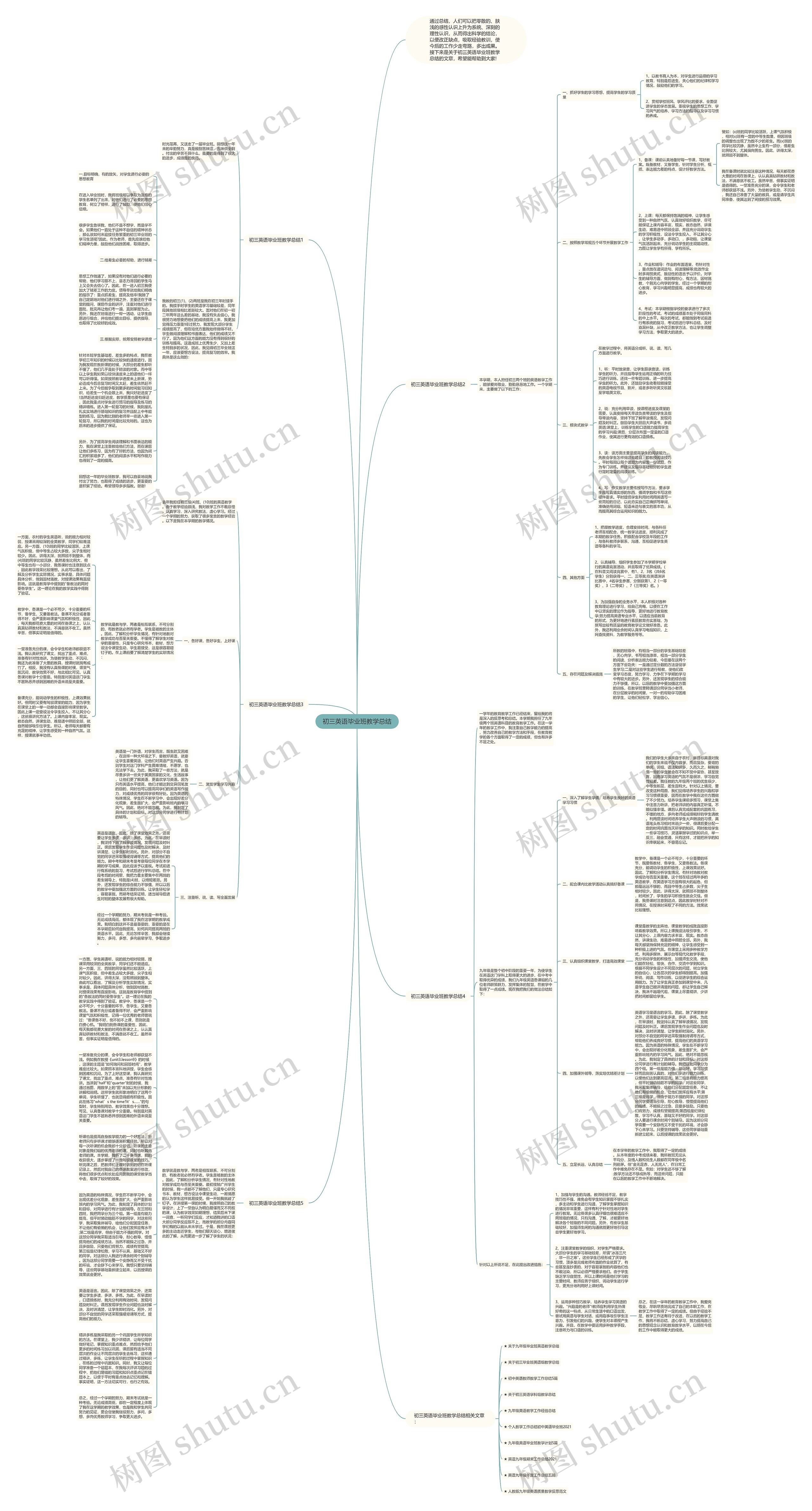 初三英语毕业班教学总结思维导图
