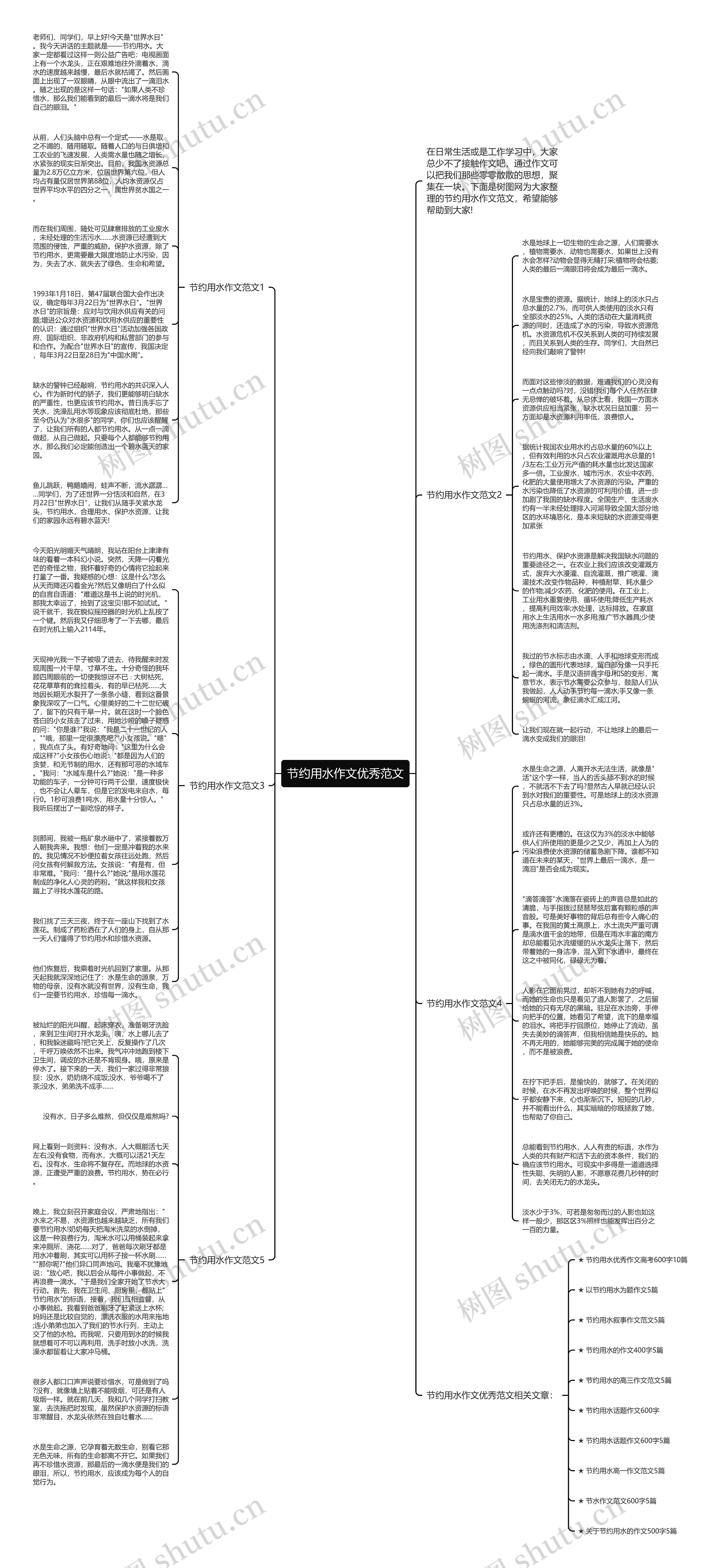 节约用水作文优秀范文思维导图