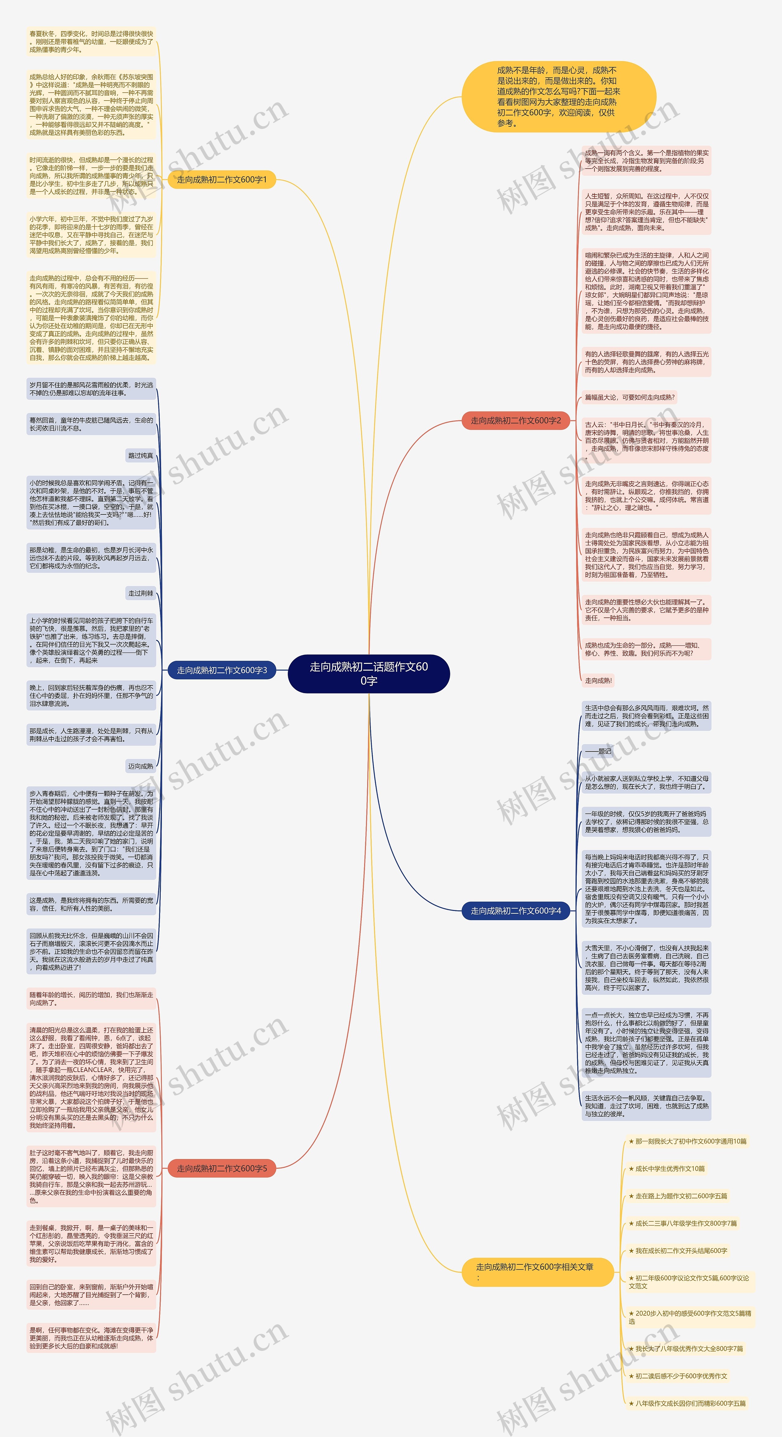 走向成熟初二话题作文600字思维导图