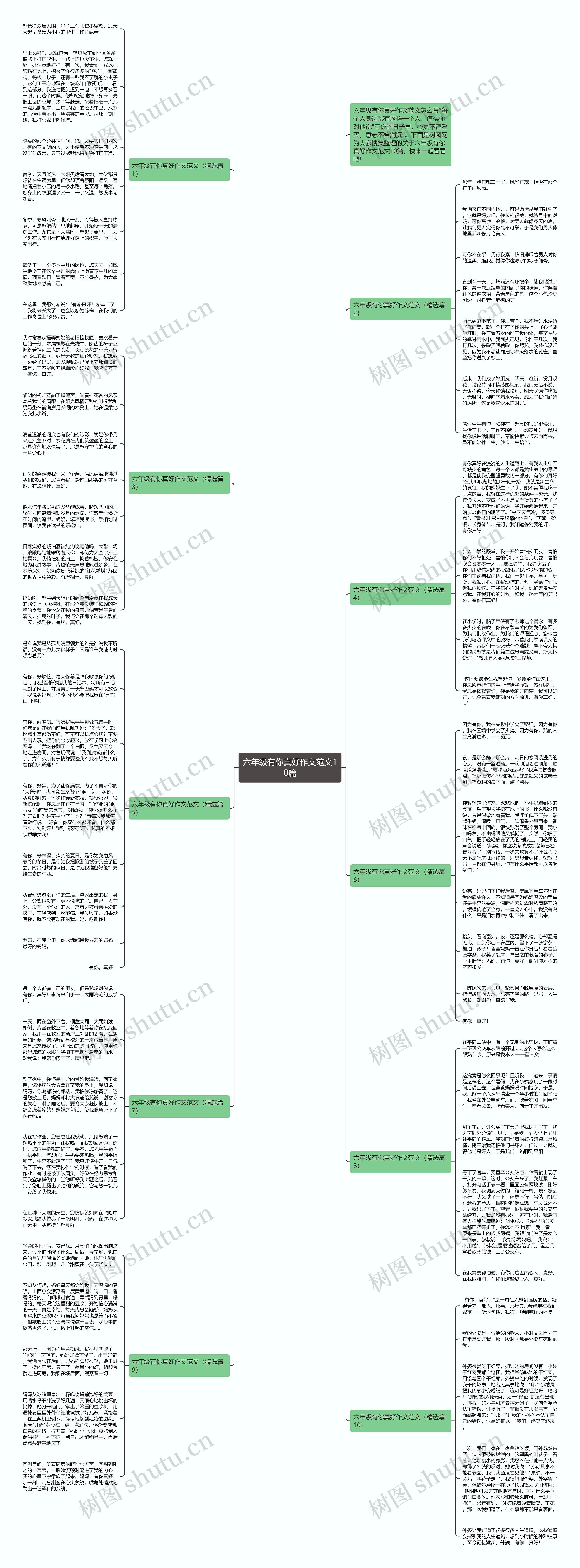 六年级有你真好作文范文10篇思维导图