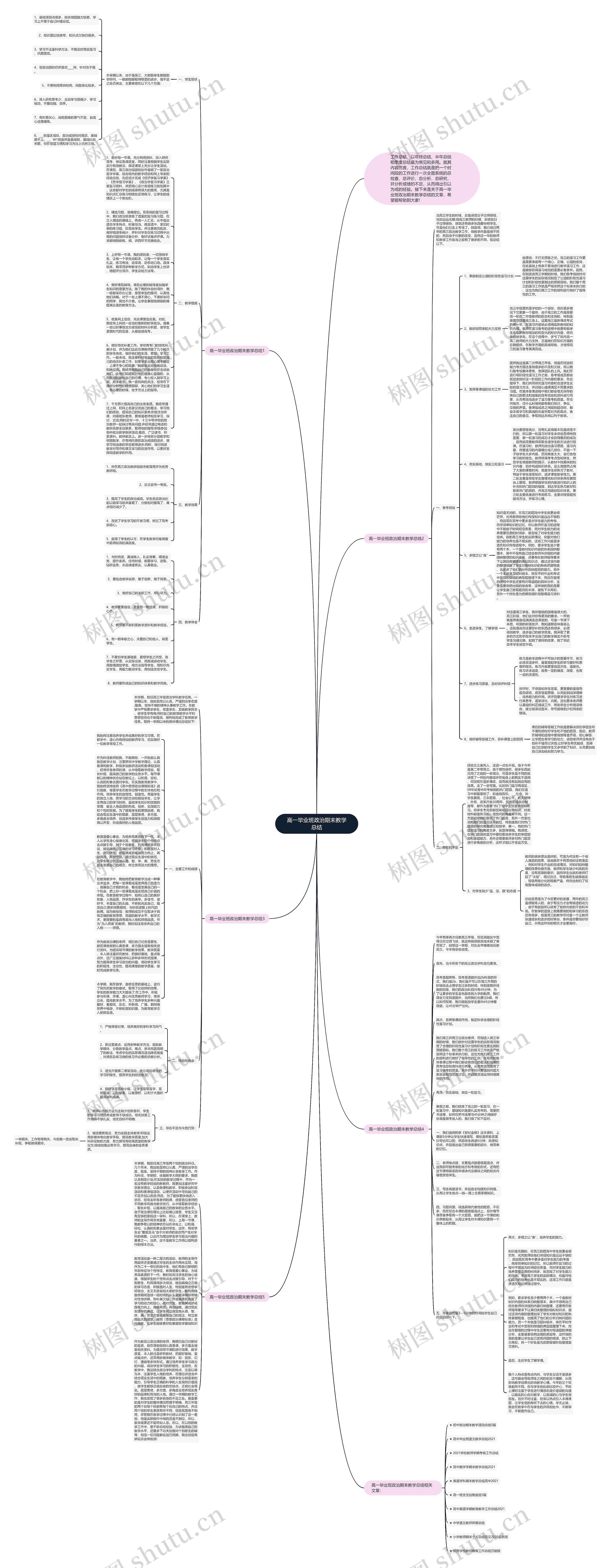 高一毕业班政治期末教学总结思维导图