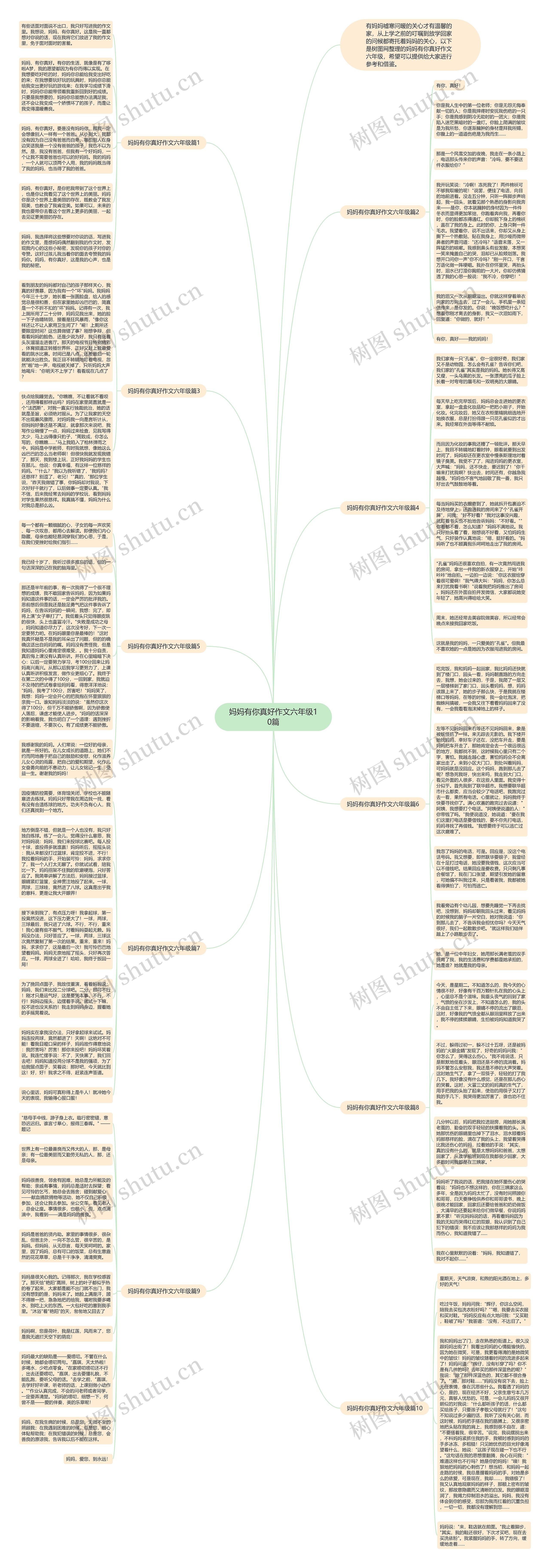 妈妈有你真好作文六年级10篇思维导图