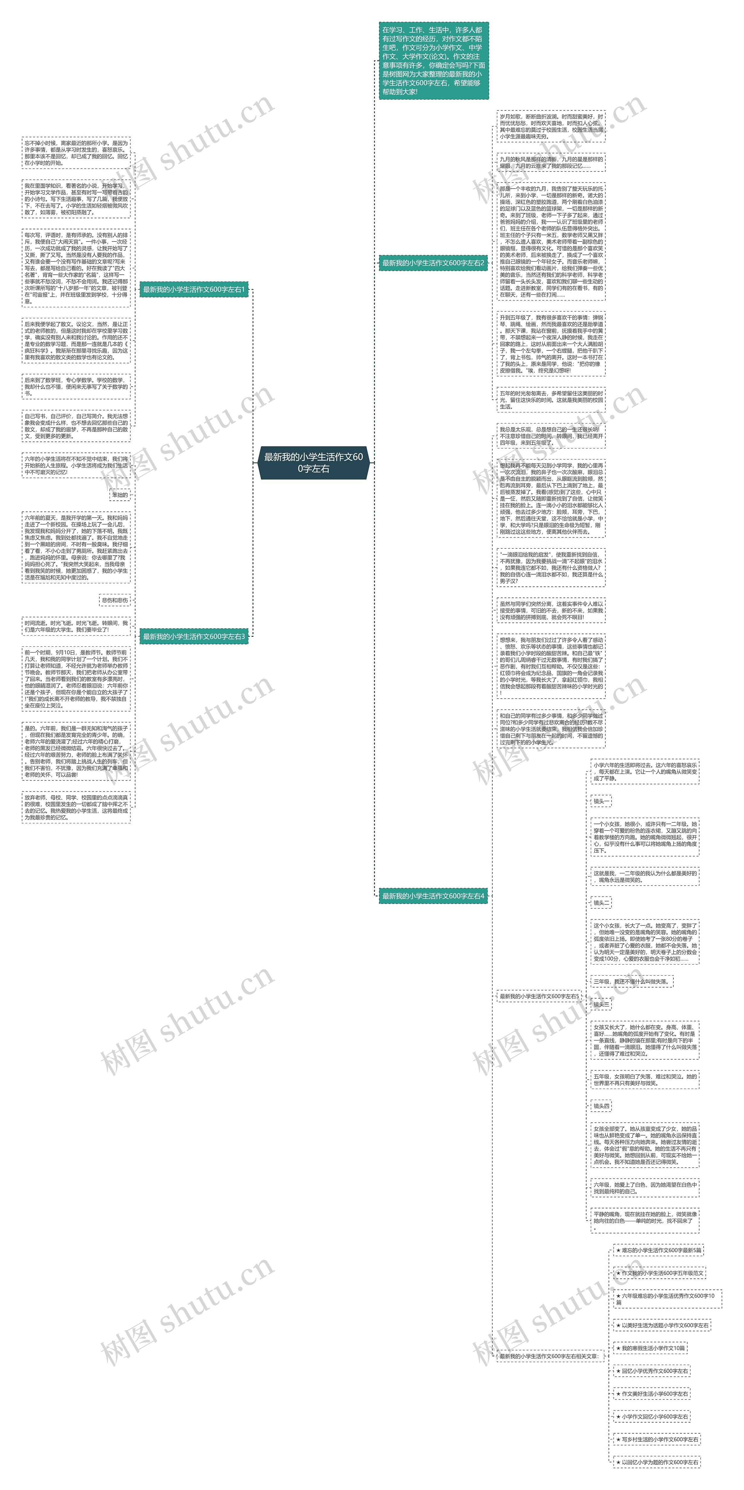 最新我的小学生活作文600字左右思维导图