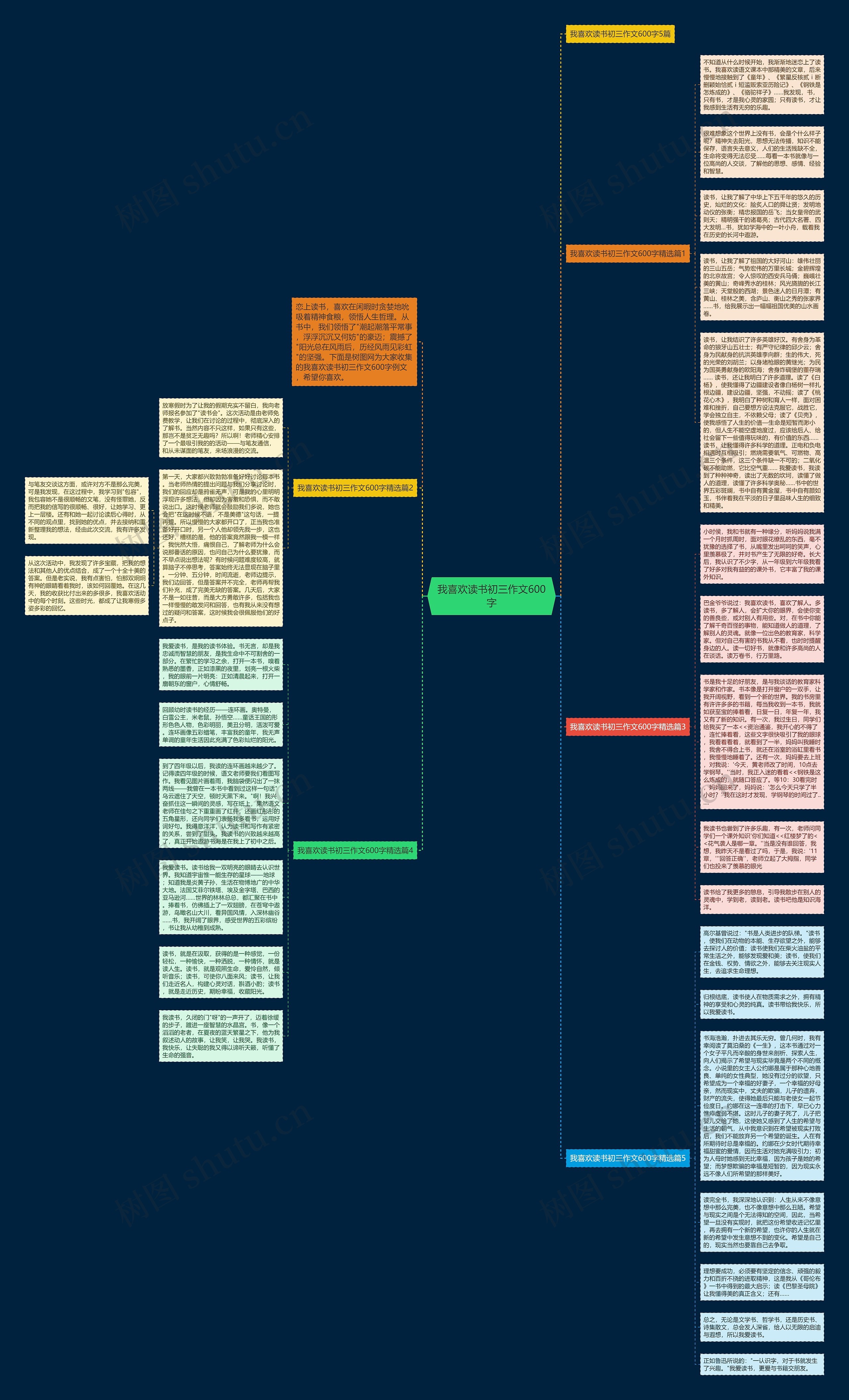 我喜欢读书初三作文600字思维导图