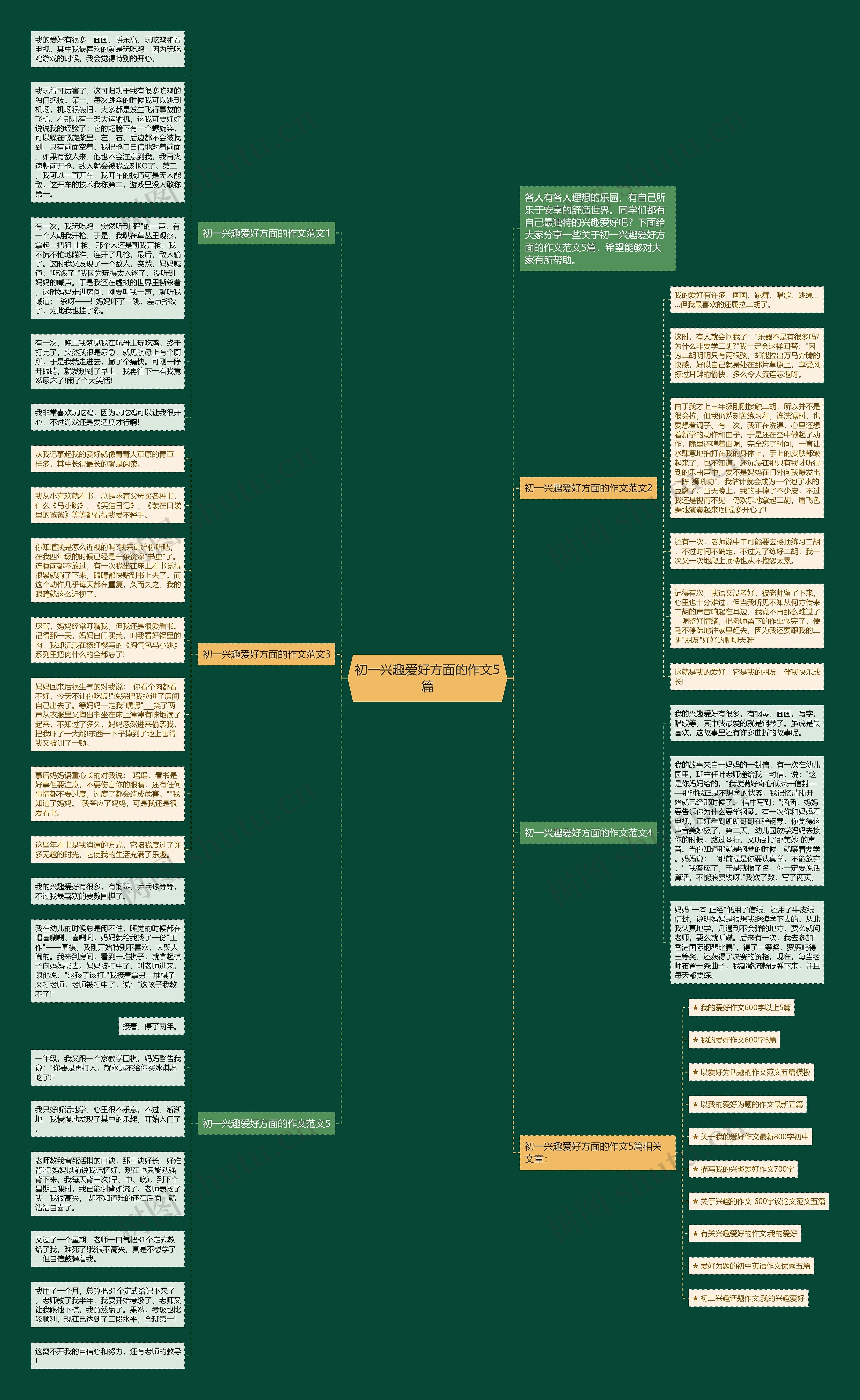 初一兴趣爱好方面的作文5篇思维导图