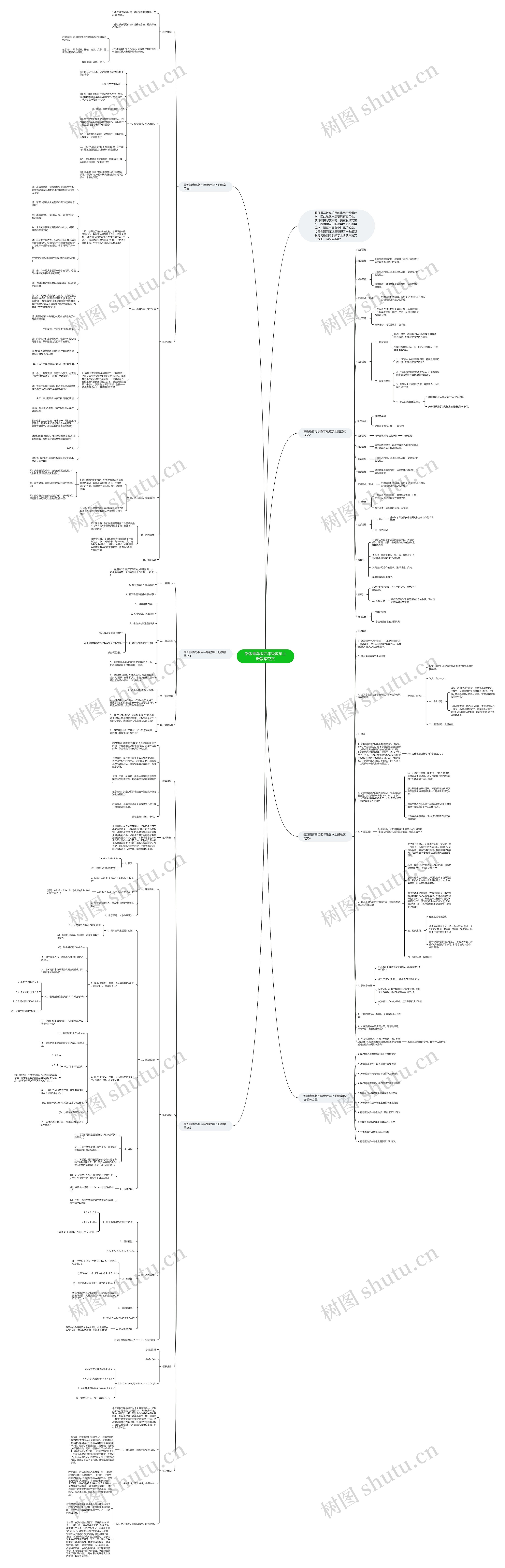 新版青岛版四年级数学上册教案范文思维导图