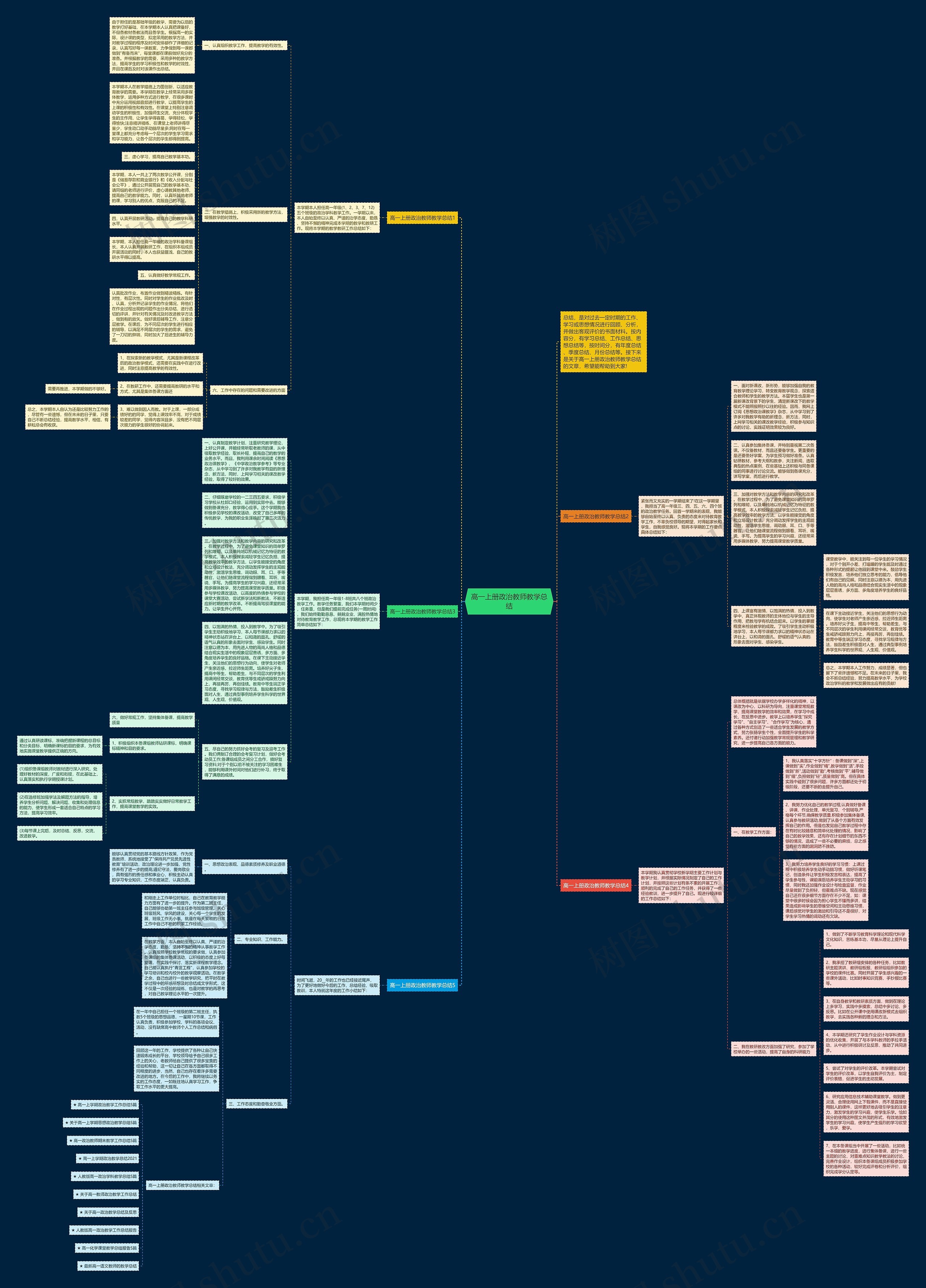高一上册政治教师教学总结思维导图