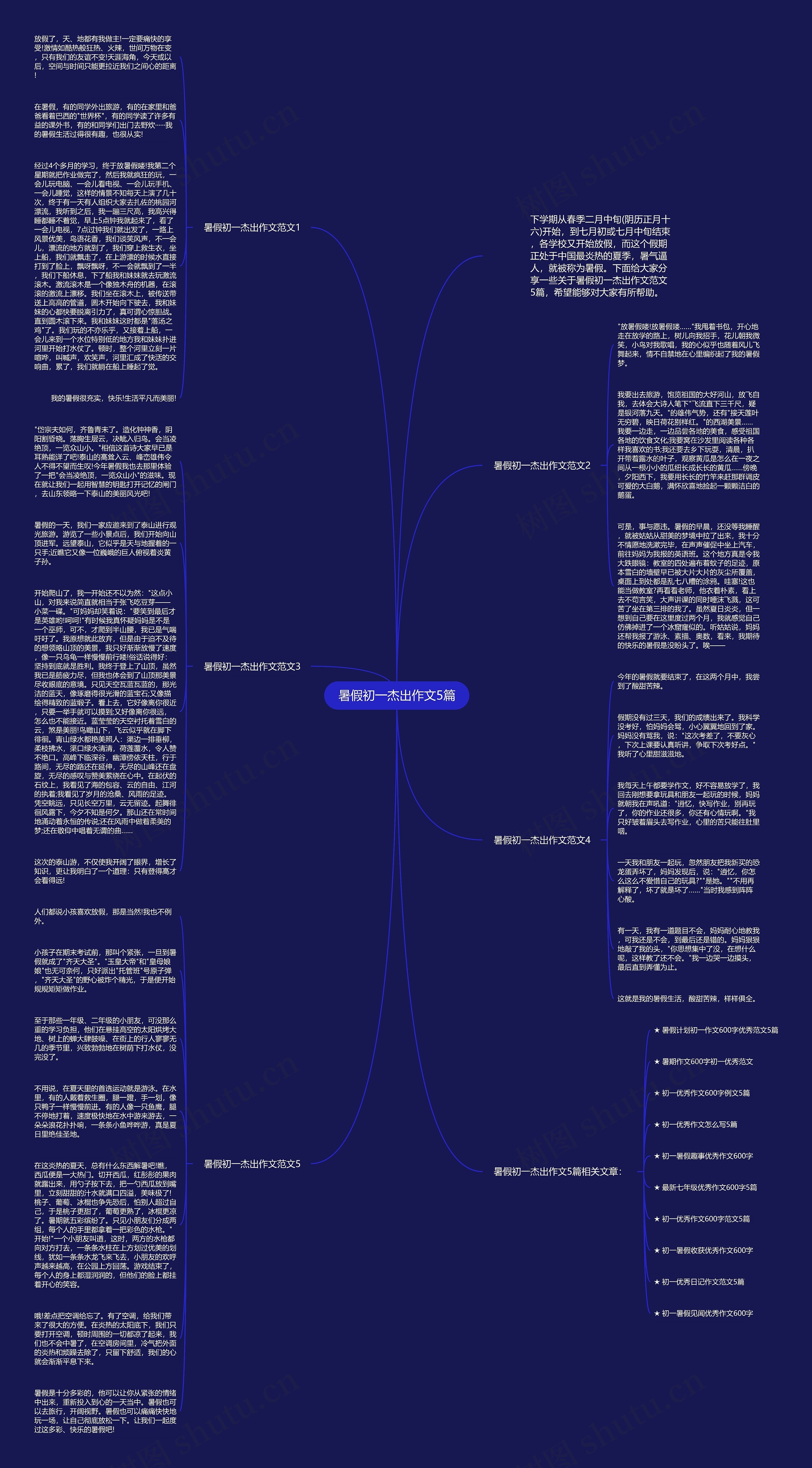 暑假初一杰出作文5篇思维导图