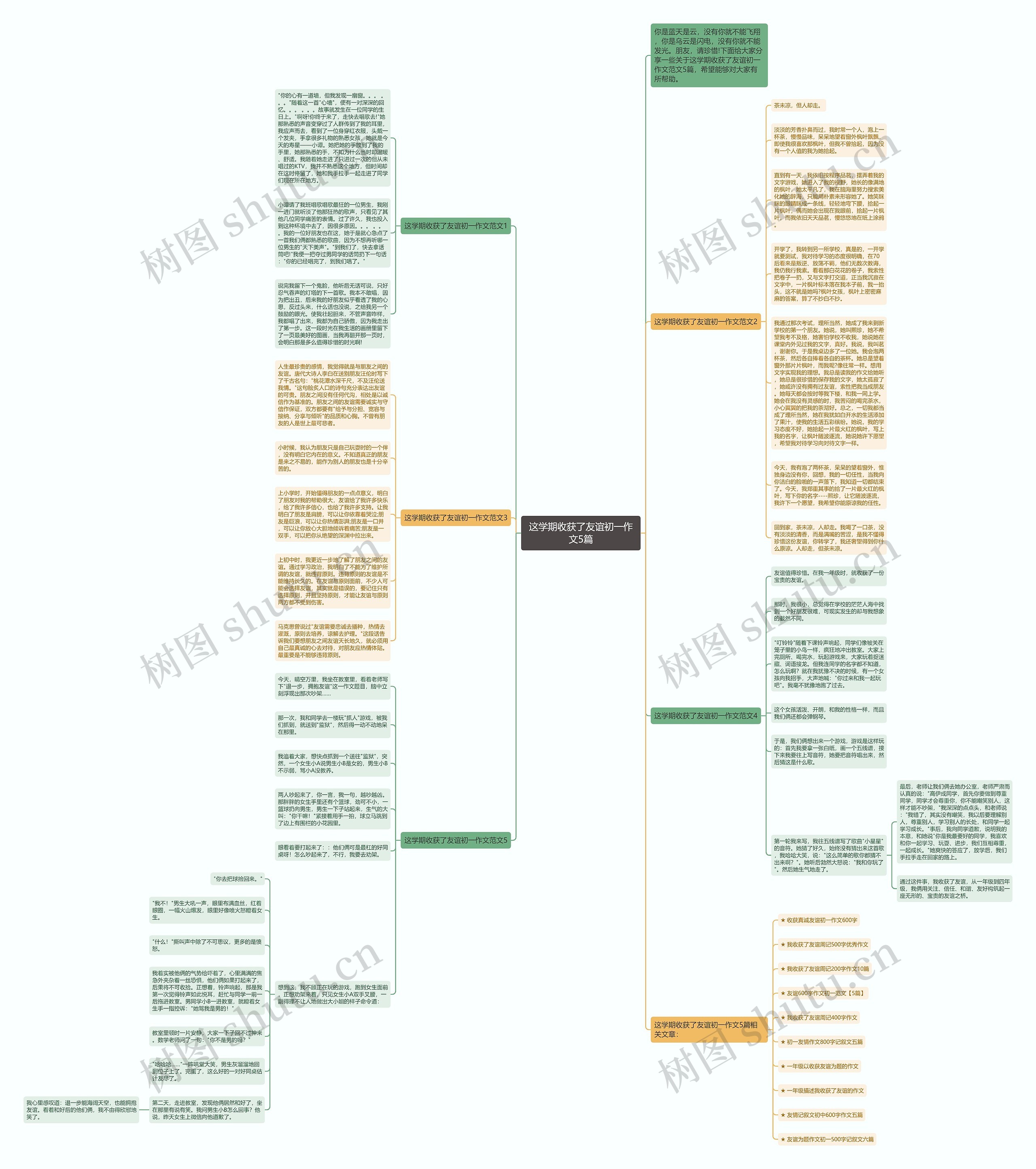 这学期收获了友谊初一作文5篇思维导图高清图 这学期收获了友谊初一作文5篇思维导图
