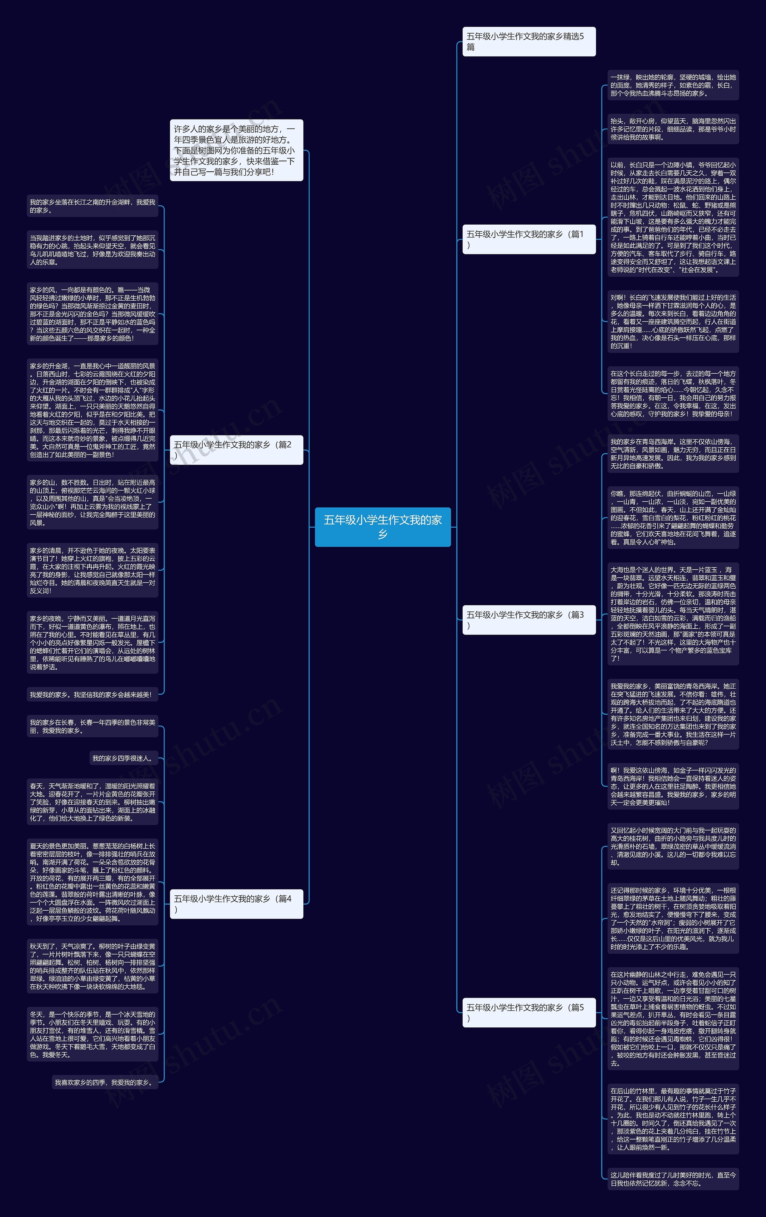 五年级小学生作文我的家乡思维导图