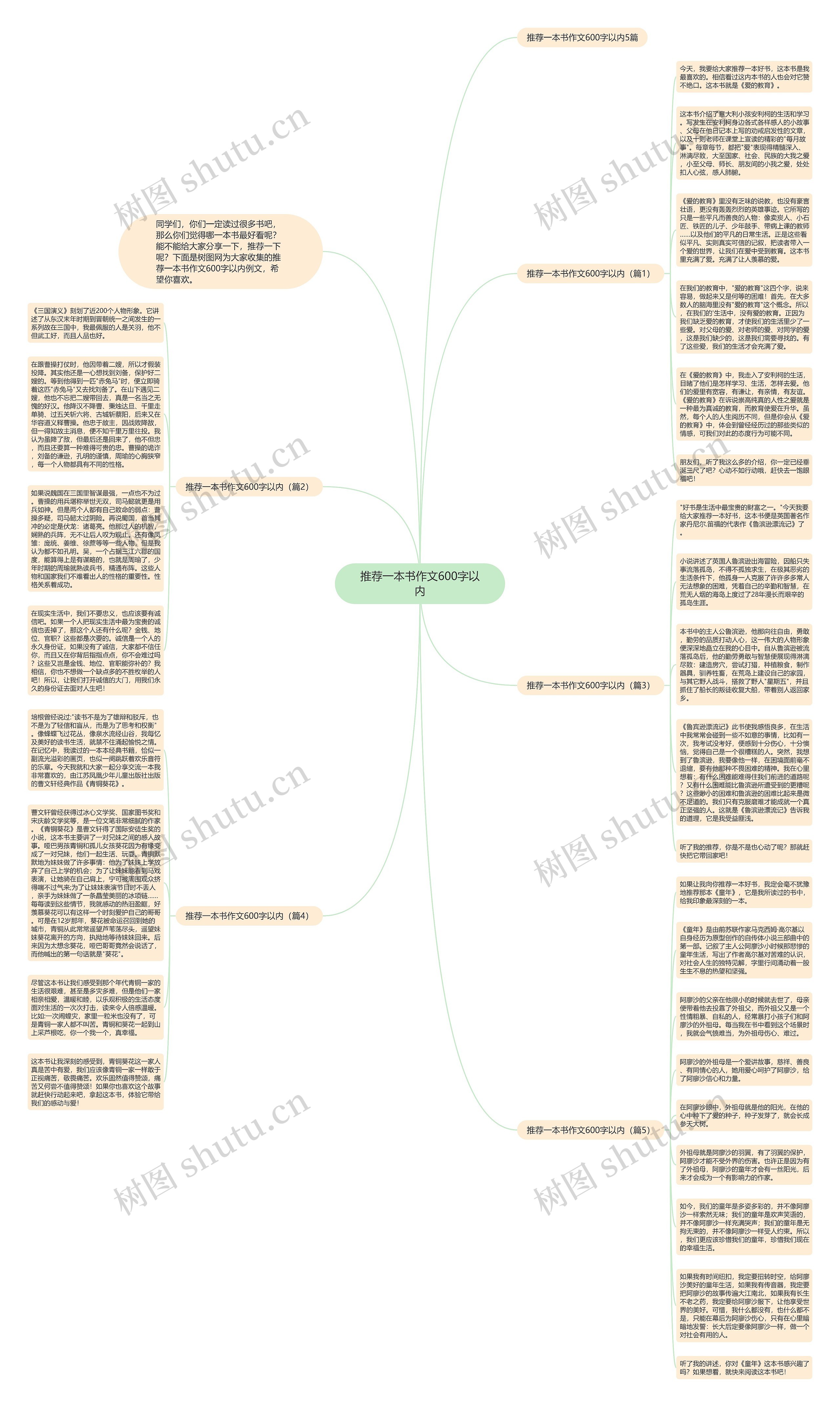 推荐一本书作文600字以内思维导图