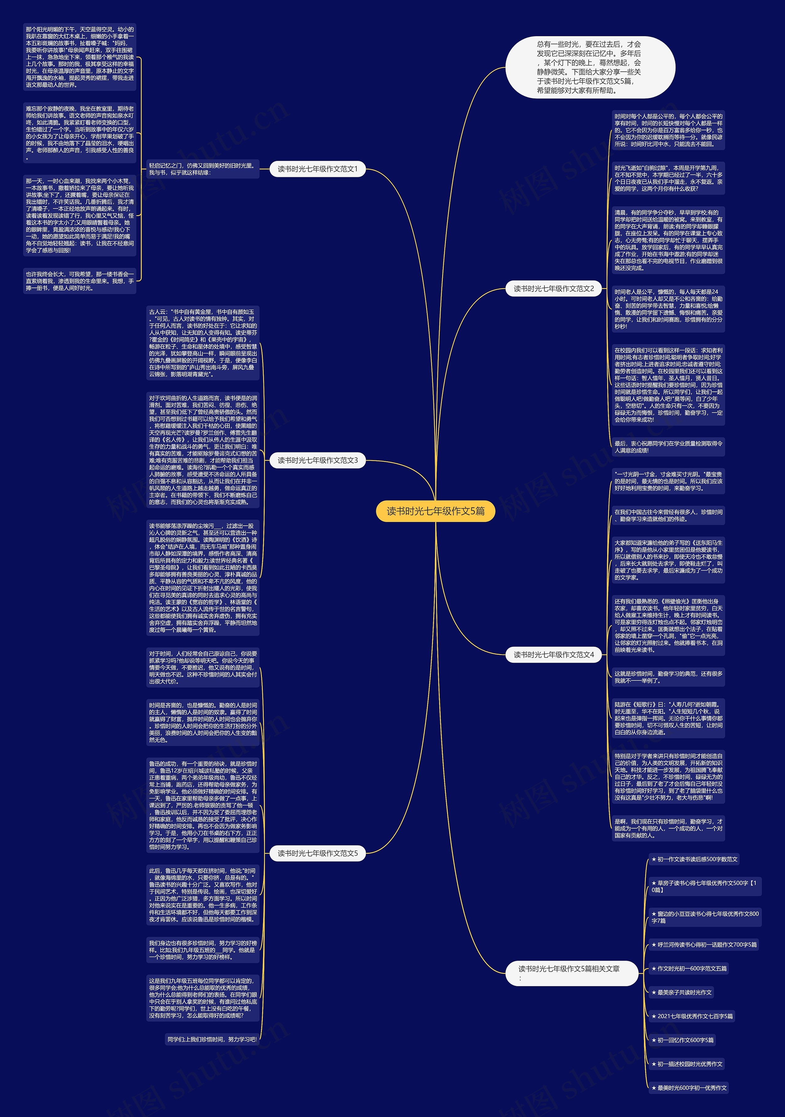 读书时光七年级作文5篇思维导图